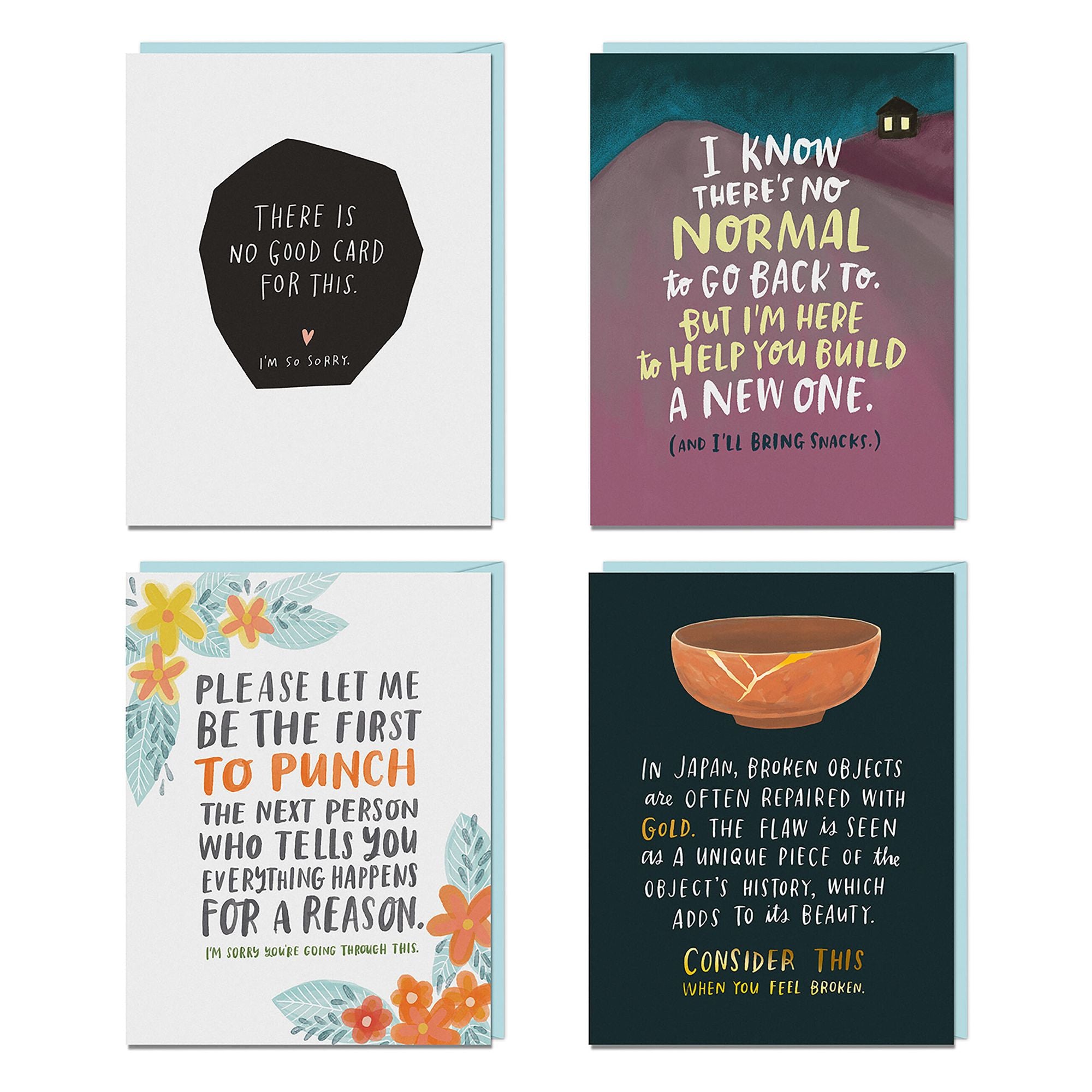 Empathy Cards, Box of 8 Assorted Sympathy Cards, Loss & Thinking of You Cards & Get Well Soon Gifts for Women (8 Blank Note Cards & Envelopes, 4 Different Inspirational Messages)