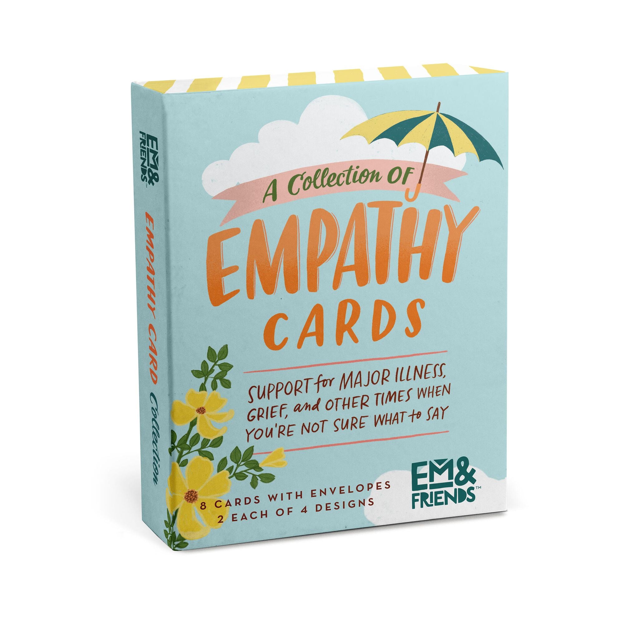Empathy Cards, Box of 8 Assorted Sympathy Cards, Loss & Thinking of You Cards & Get Well Soon Gifts for Women (8 Blank Note Cards & Envelopes, 4 Different Inspirational Messages)