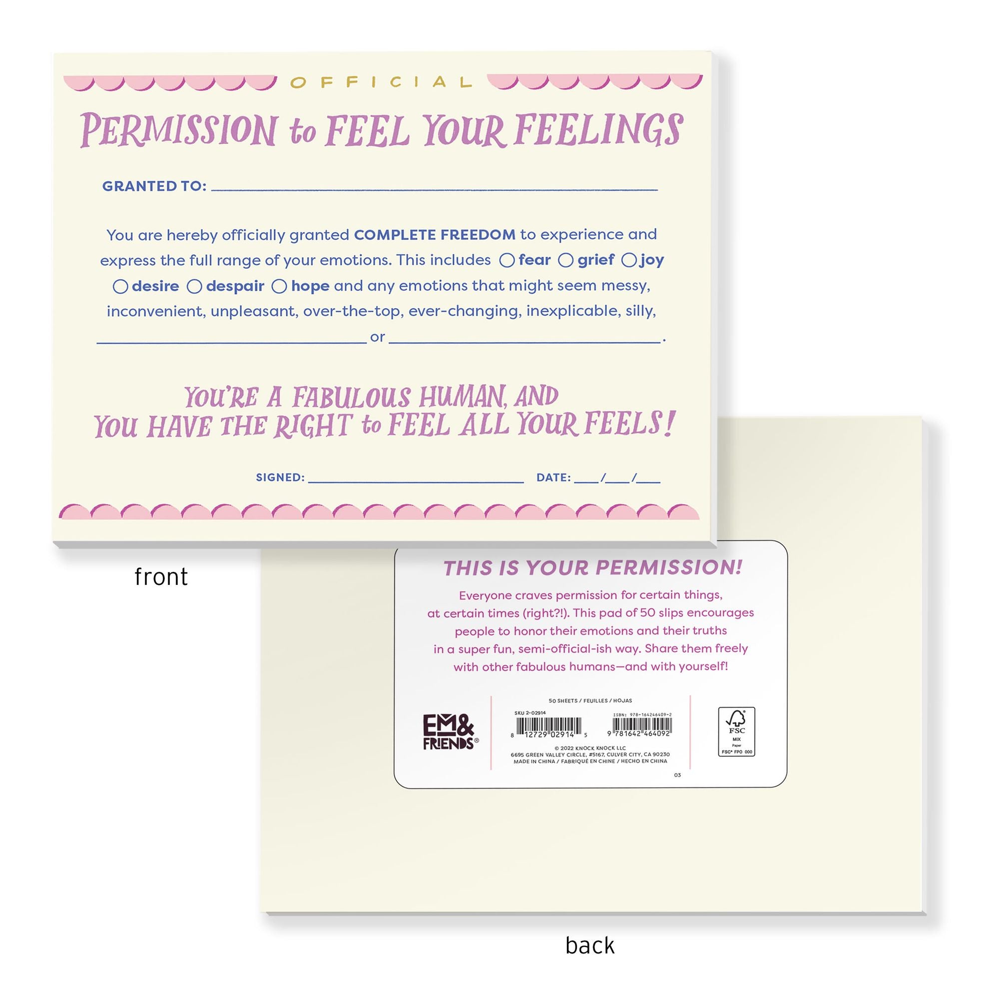 Permission to Feel Your Feelings Note Pad