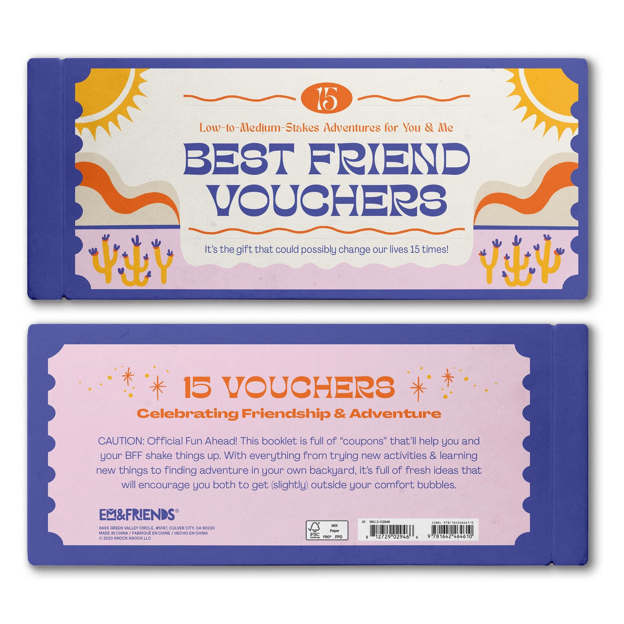 Best Friend Vouchers, BFF Gift Coupons, Book of 15 Perforated Vouchers