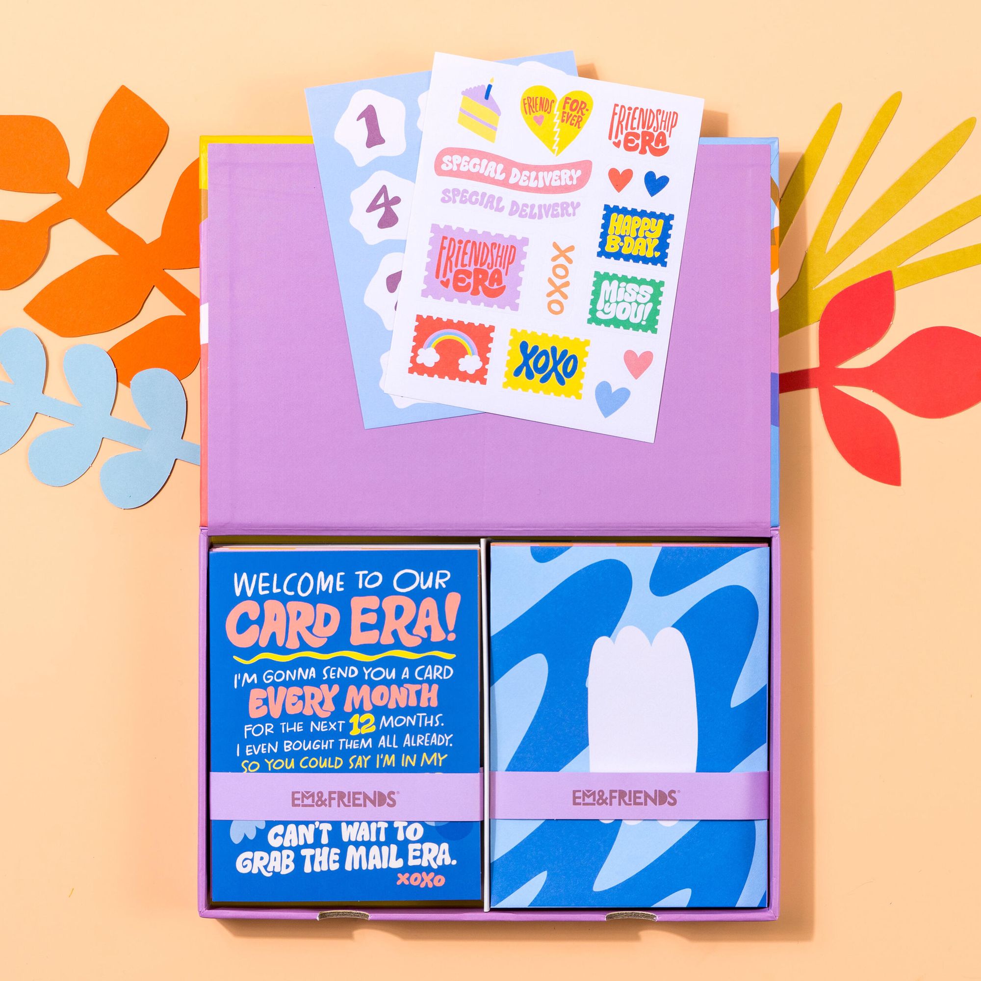 A Whole Year of Cards for Your Favorite Friend 12 Assorted Greeting Cards & Envelopes Stationery Kit with Stickers