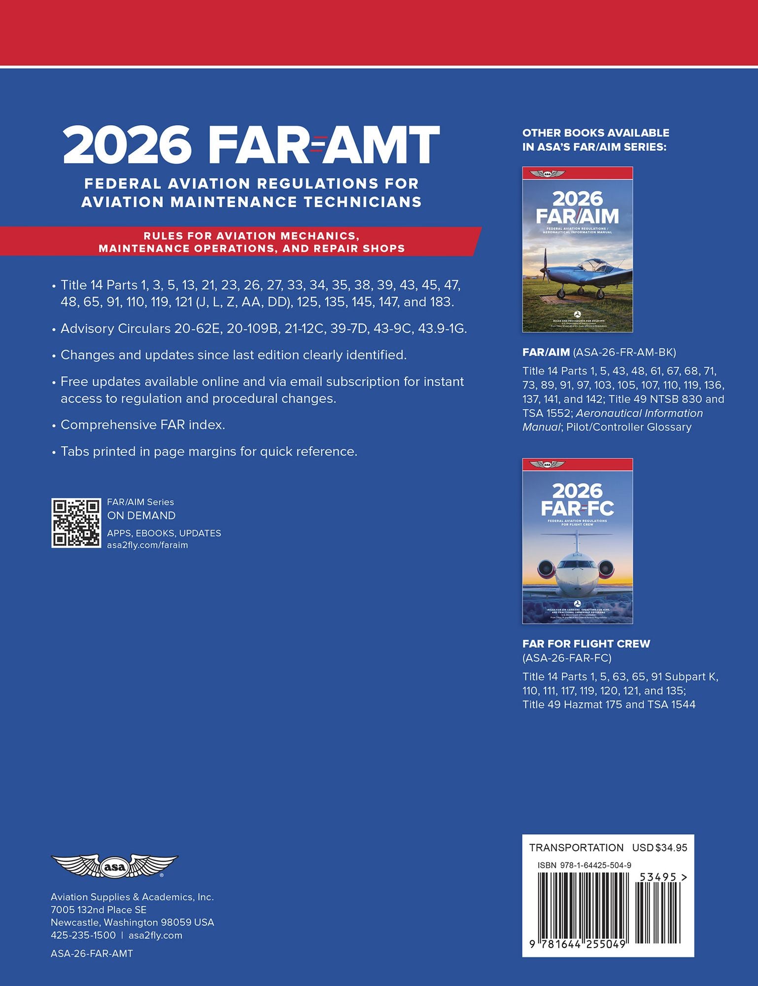 FAR-AMT 2026: Federal Aviation Regulations for Aviation Maintenance Technicians