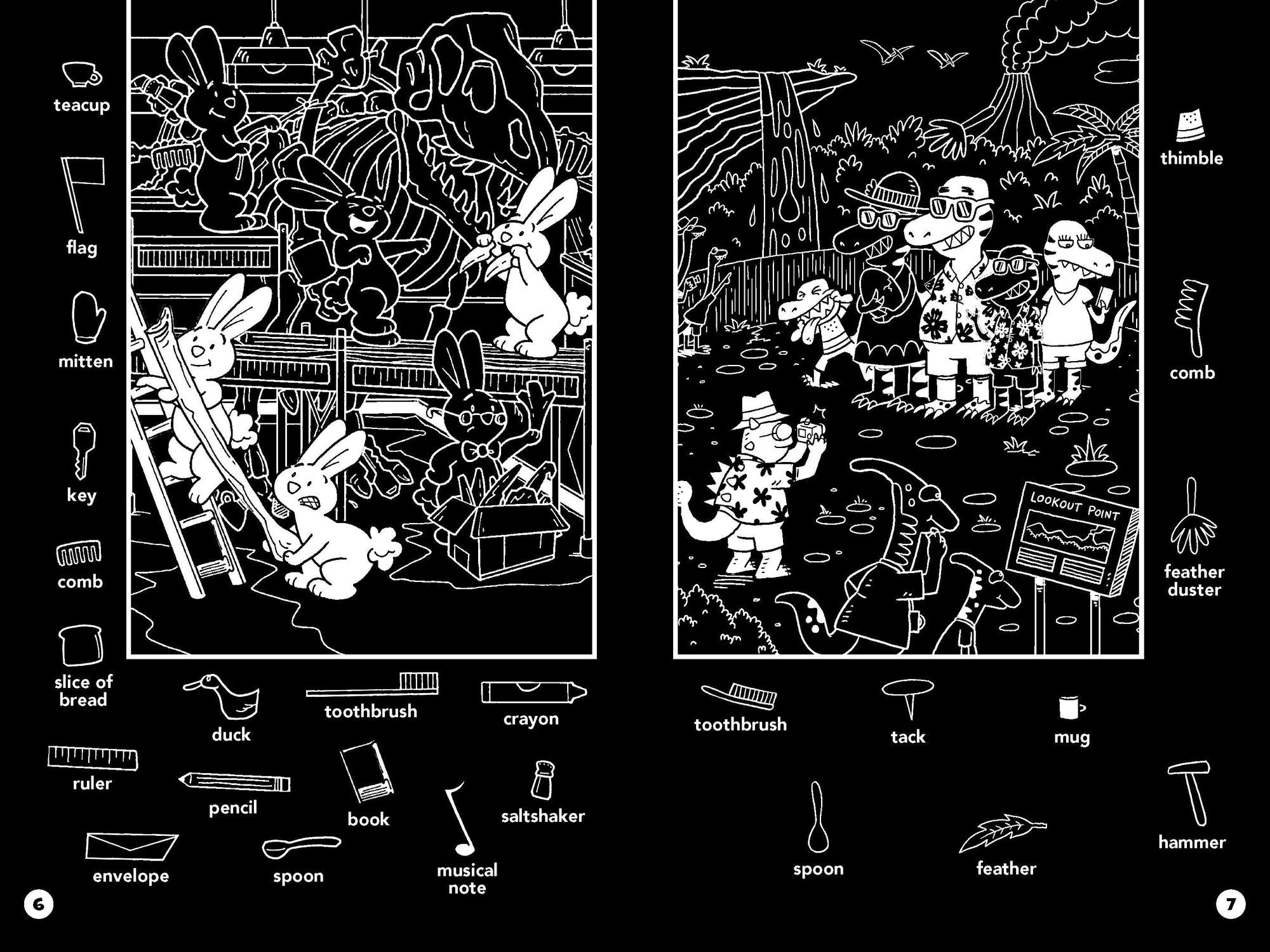 Dinosaur Hidden Pictures Puzzles to Highlight