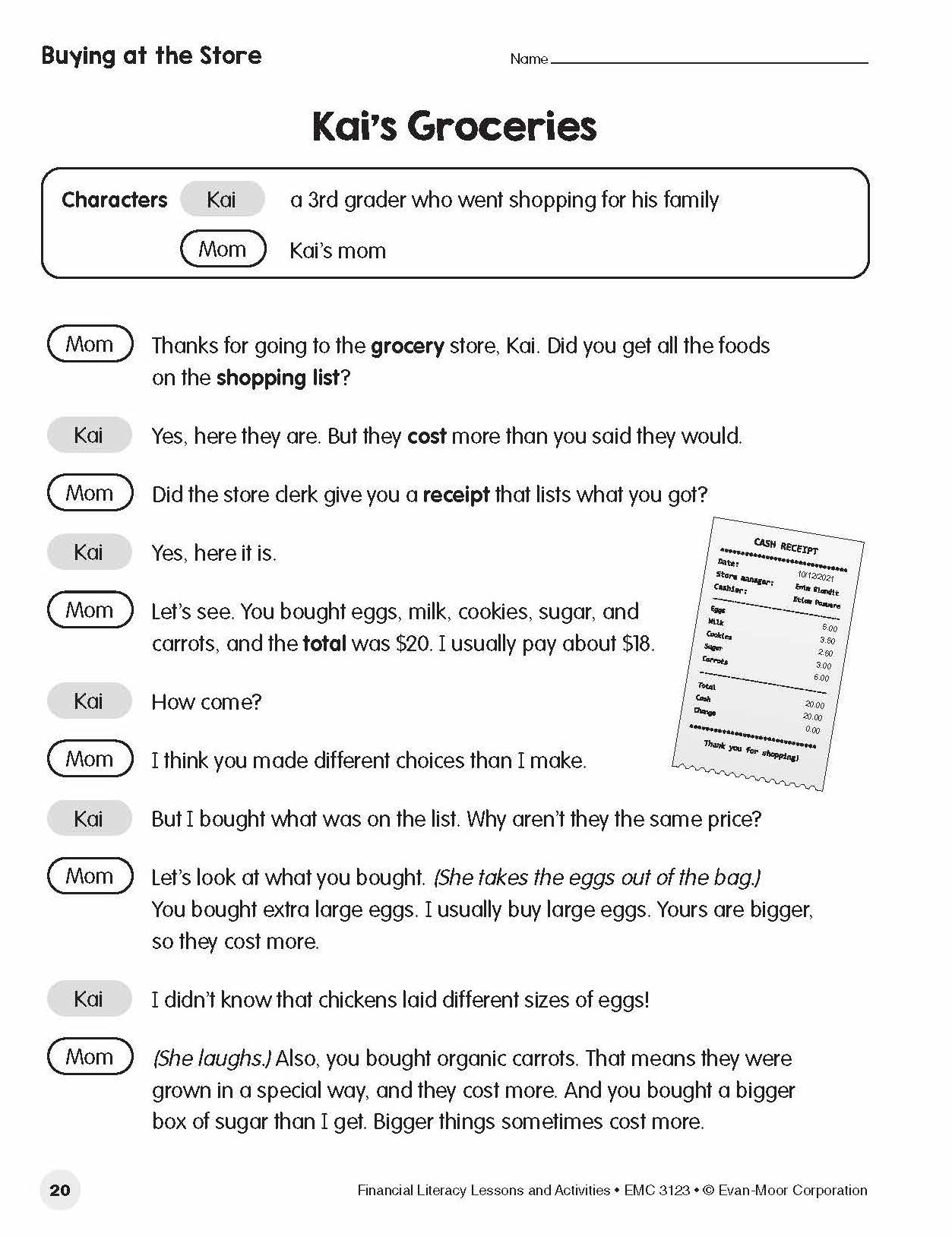 Financial Literacy Lessons And Activities, Grade 3