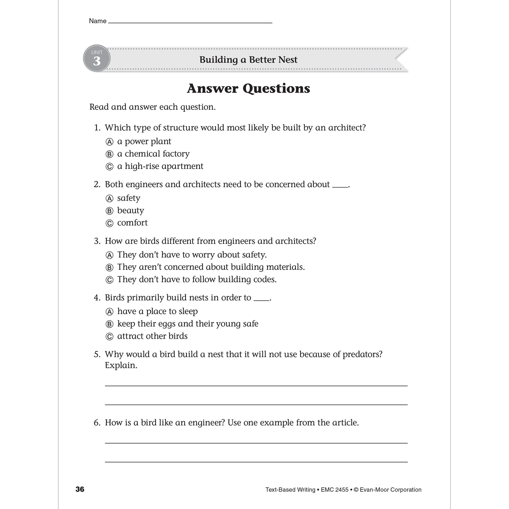 Text Based Writing, Grade 5