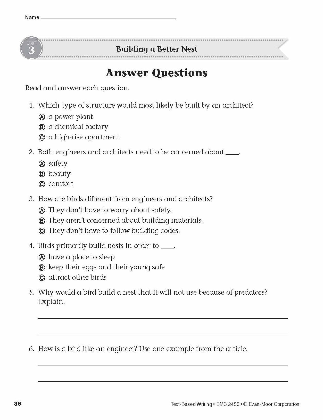Text Based Writing, Grade 5