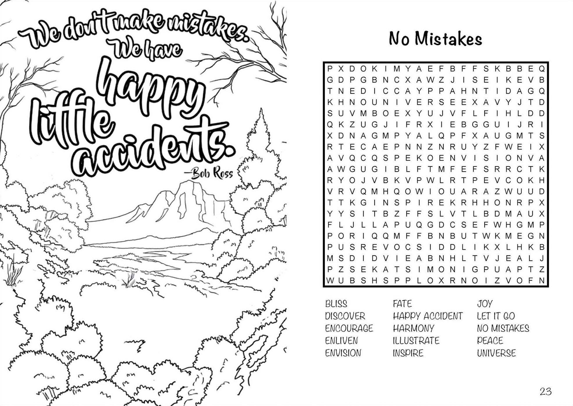 Bob Ross Word Search and Coloring Book