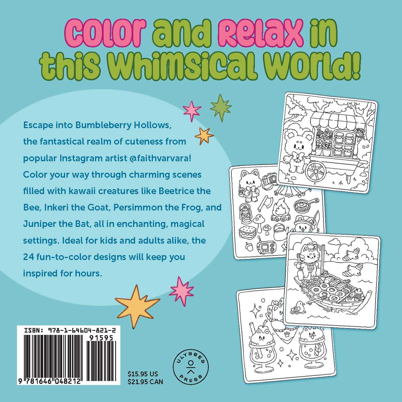 The Bumbleberry Hollows Coloring Book: Color Your Way Through Sweet Treats and Kawaii Characters
