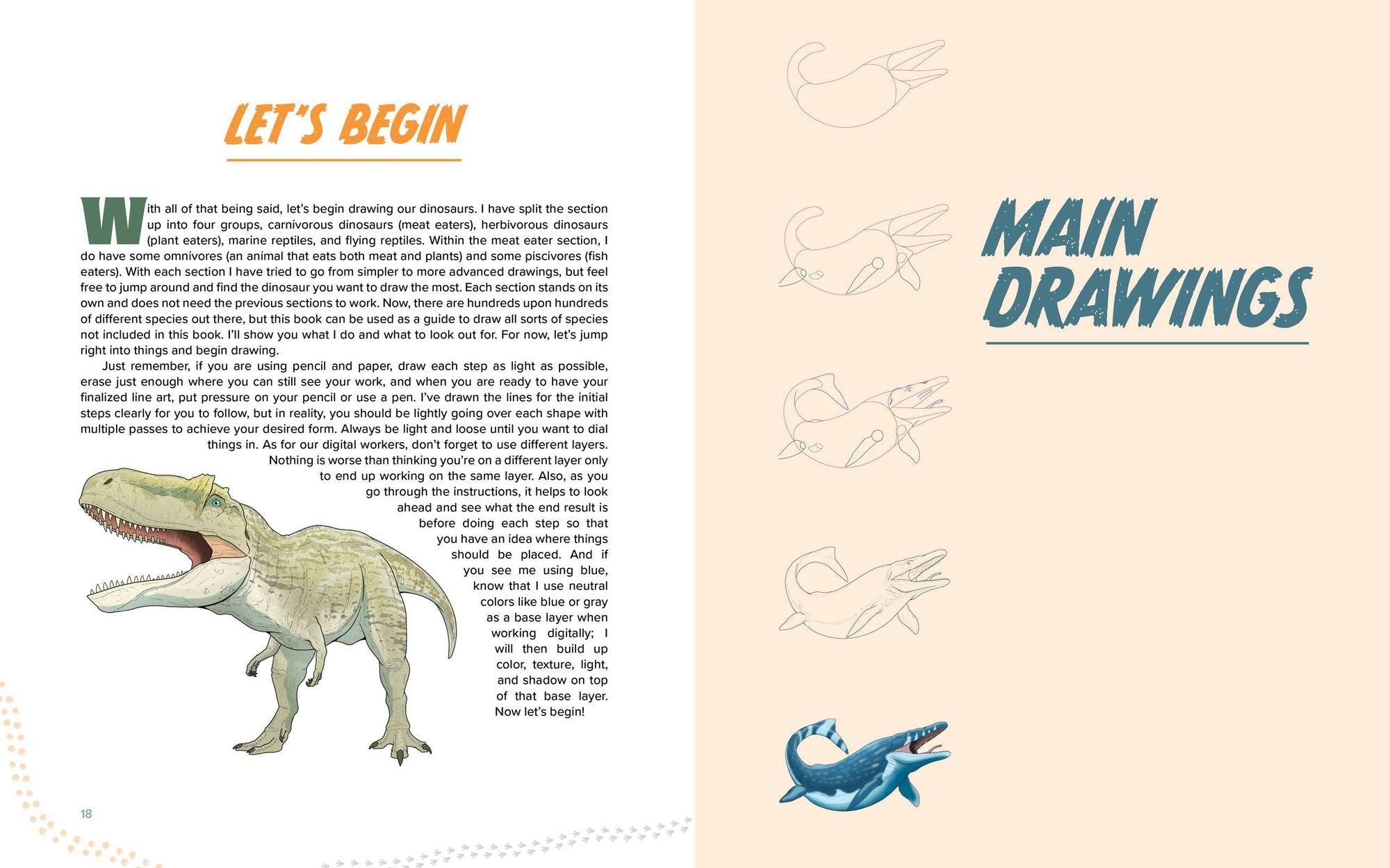 Drawing Dinosaurs: How to Draw Scientifically Accurate Prehistoric Creatures, Including T.rex, Stegosaurus, Velociraptor, Spinosaurus, and More (How to Draw Books)