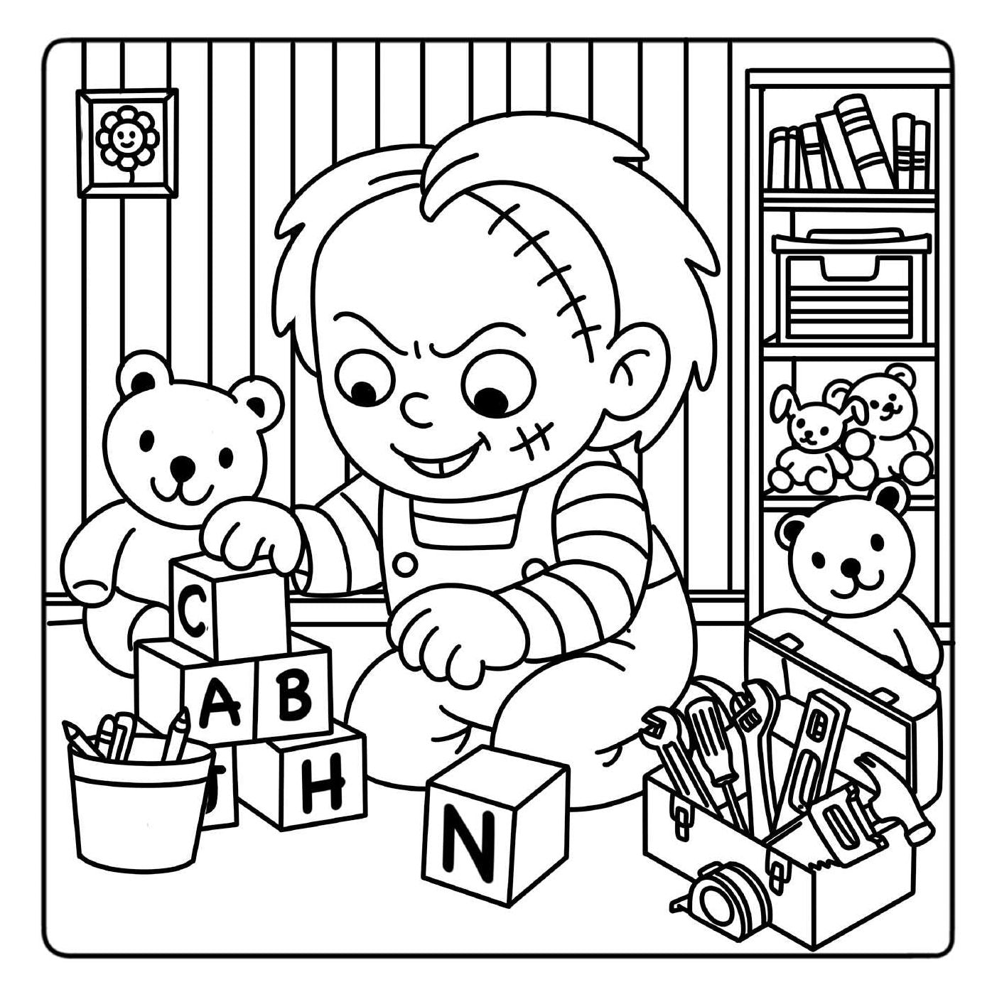 Cozy Horror Nights: A Parody Coloring Book: Cute Chibi Manga Meets Spooky Halloween Fun for Stress Relief & Relaxation