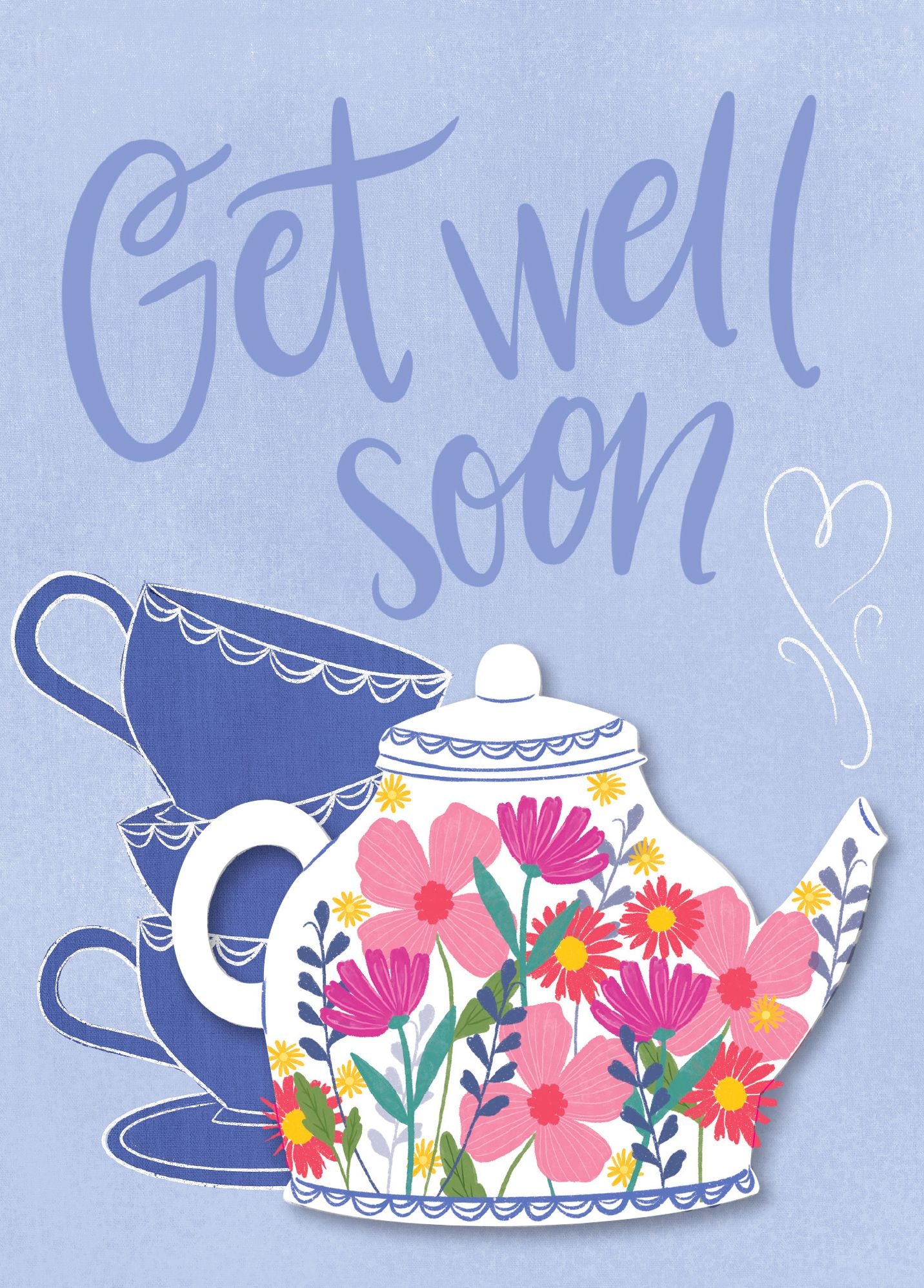 Greeting Card Get Well Teapot
