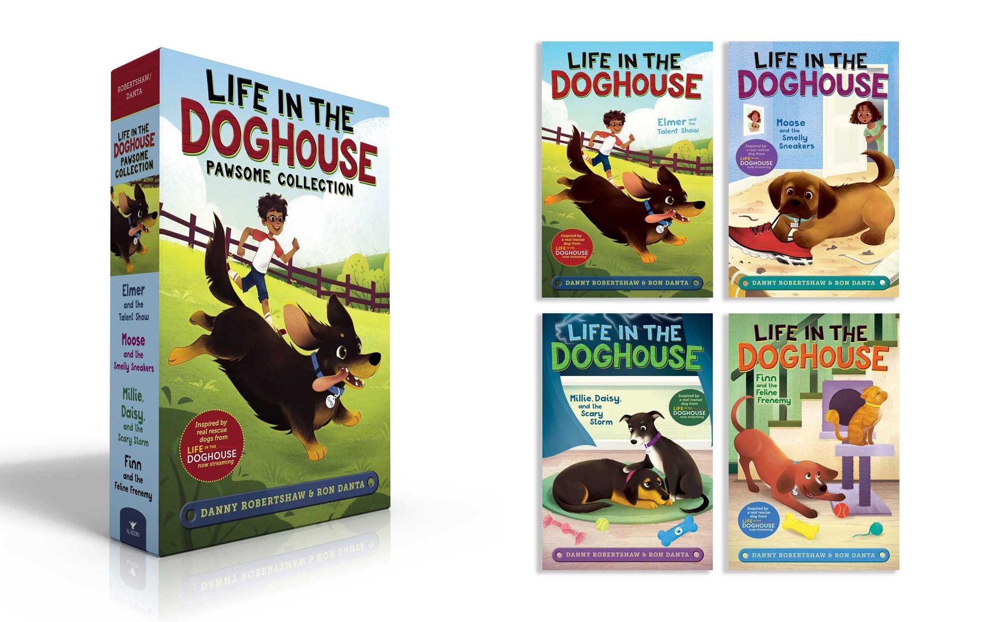 Life in the Doghouse Pawsome Collection (Boxed Set): Elmer and the Talent Show; Moose and the Smelly Sneakers; Millie, Daisy, and the Scary Storm; Finn and the Feline Frenemy