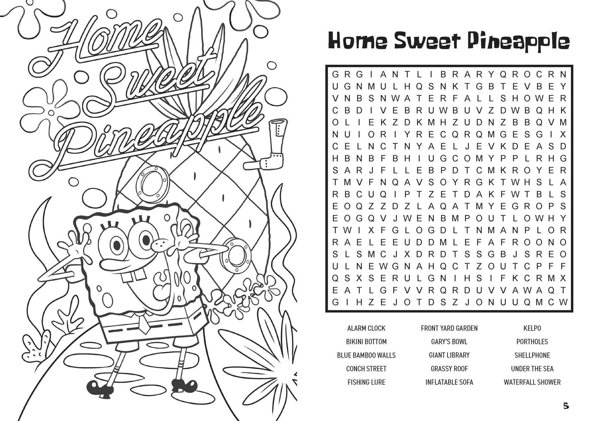 SpongeBob SquarePants Word Search and Coloring Book