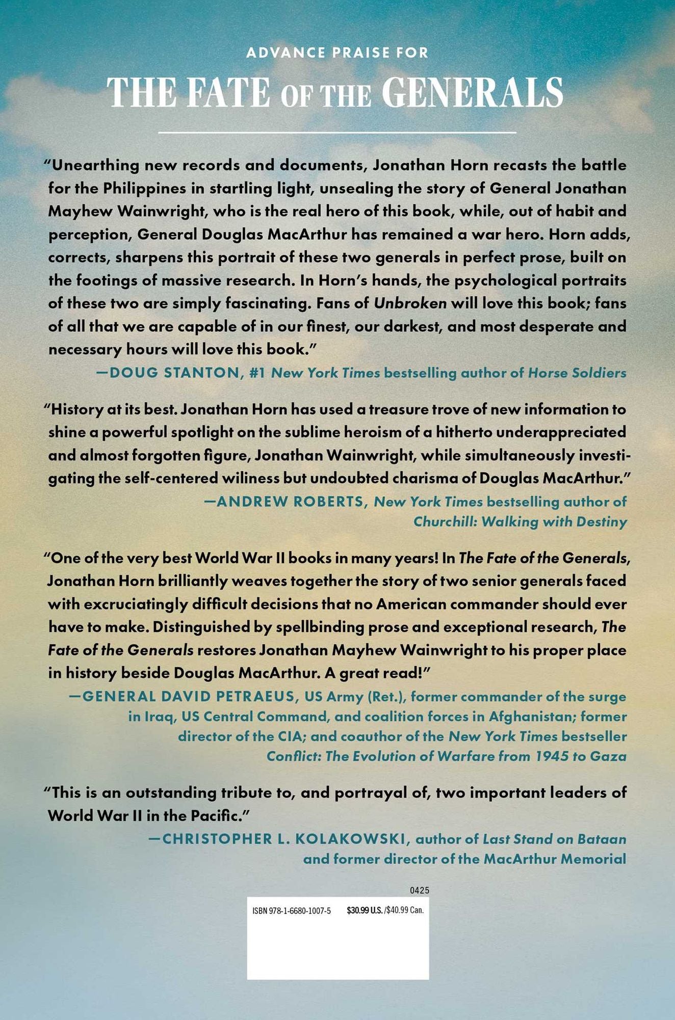 The Fate of the Generals: MacArthur, Wainwright, and the Epic Battle for the Philippines