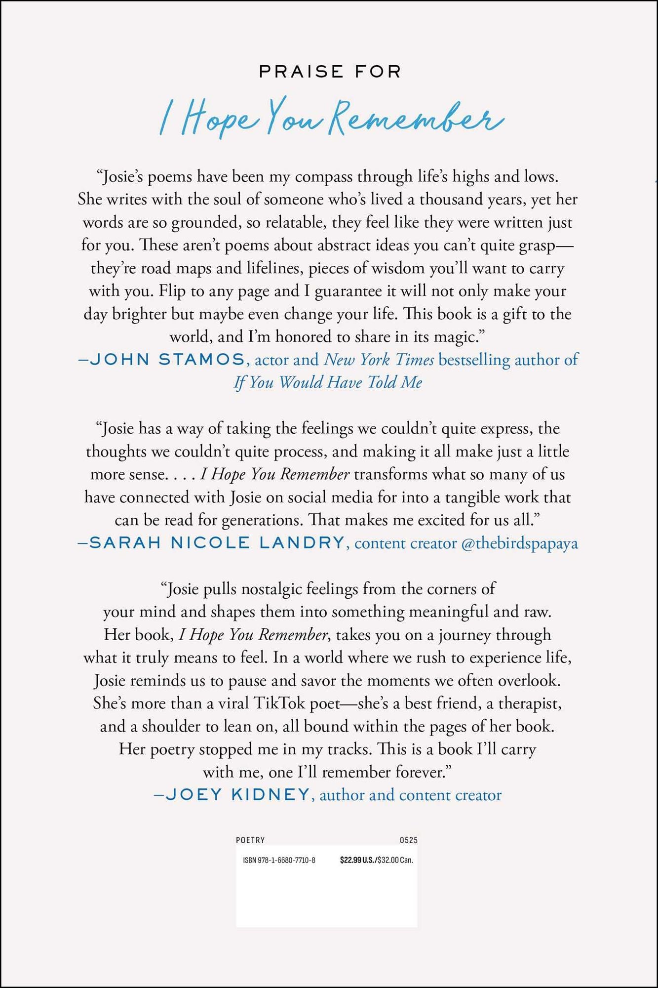 I Hope You Remember: Poems on Loving, Longing, and Living