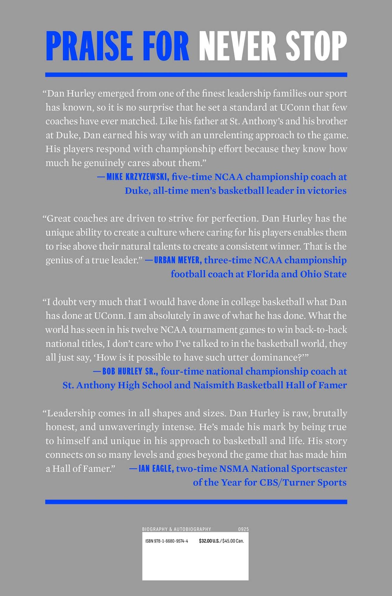 Never Stop: Life, Leadership, and What It Takes to Be Great