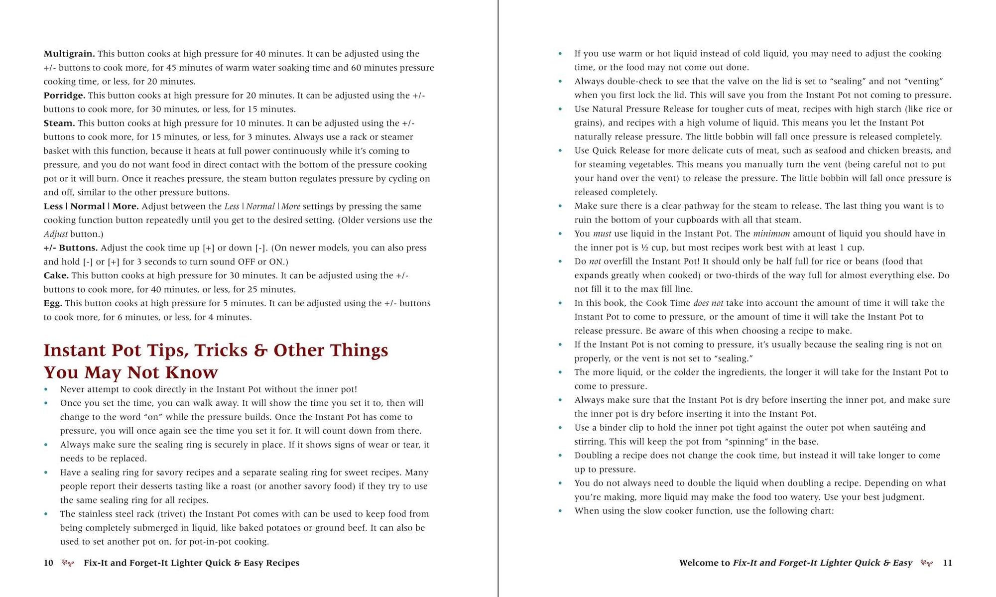 Fix-It and Forget-It Lighter Quick & Easy Recipes: Healthy Instant Pot & Slow Cooker Meals