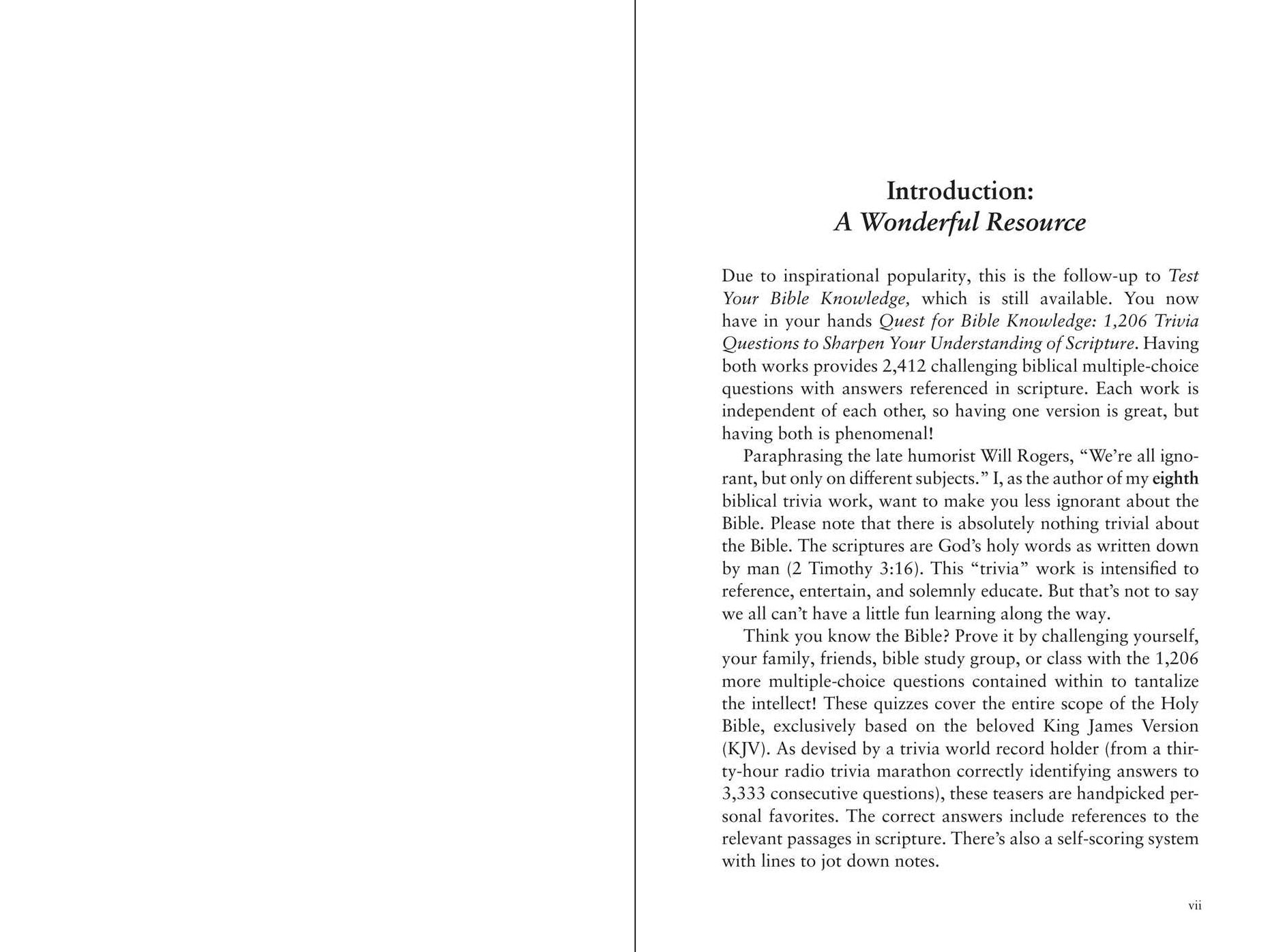 Quest for Bible Knowledge: 1,206 Trivia Questions to Sharpen Your Understanding of Scripture