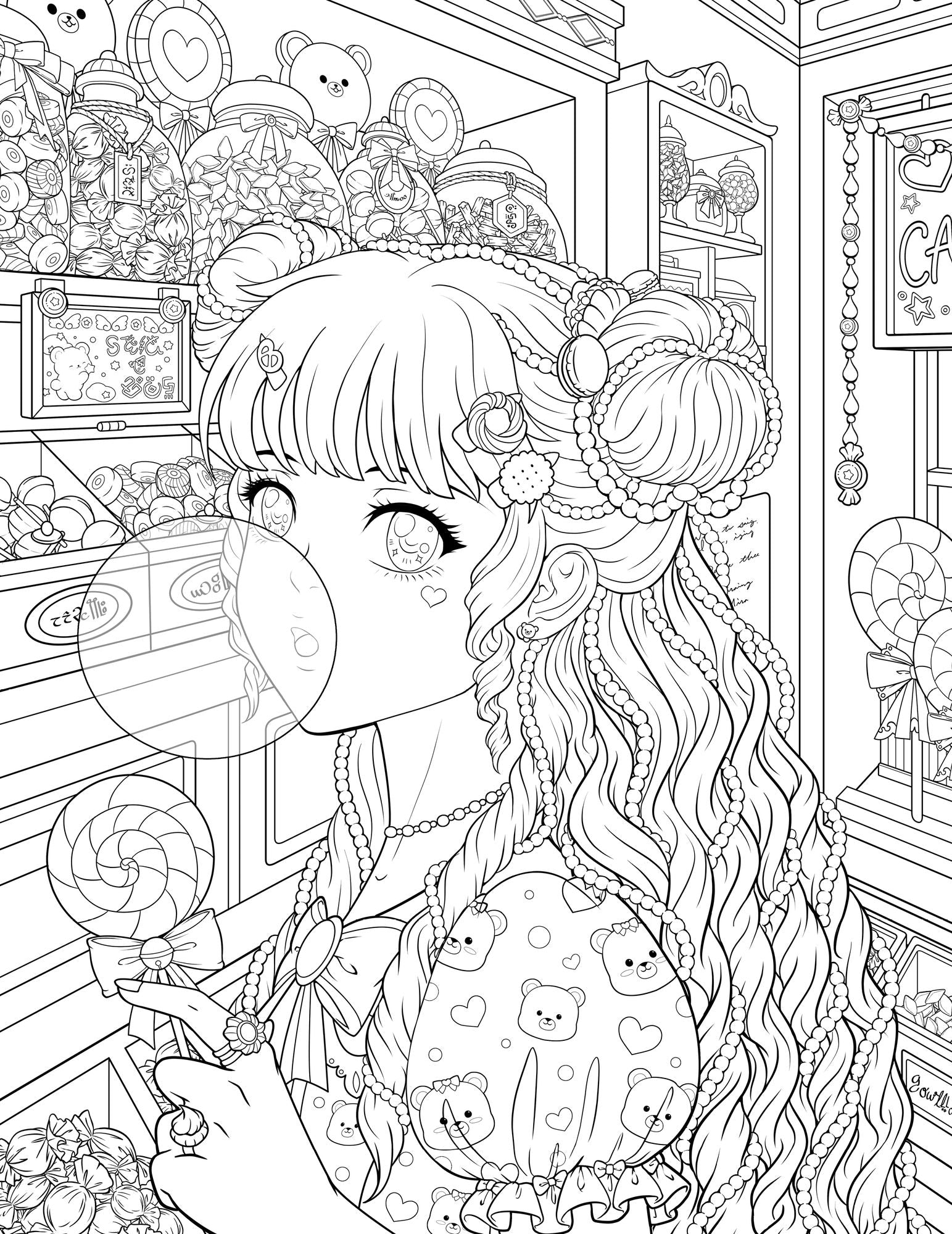 Manga Worlds: A Coloring Book