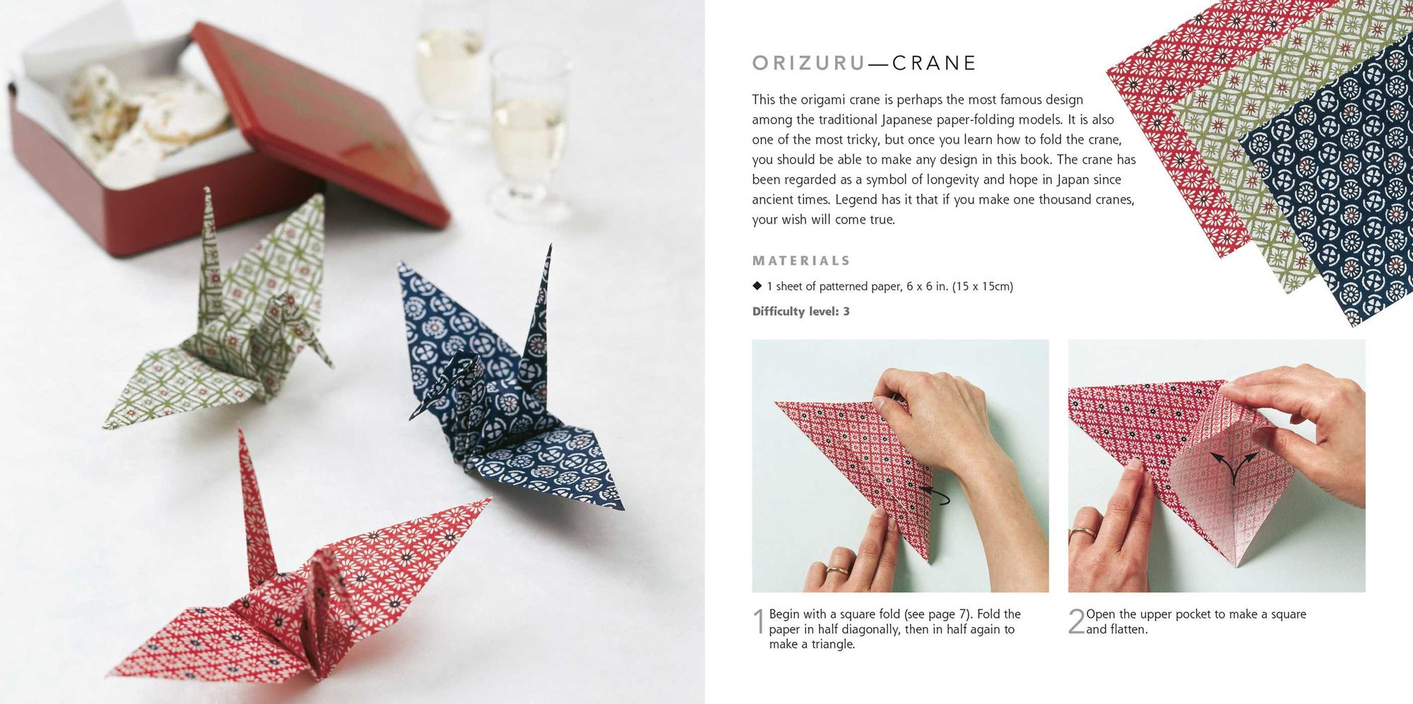 Japanese Origami: Paper block plus 64-page book