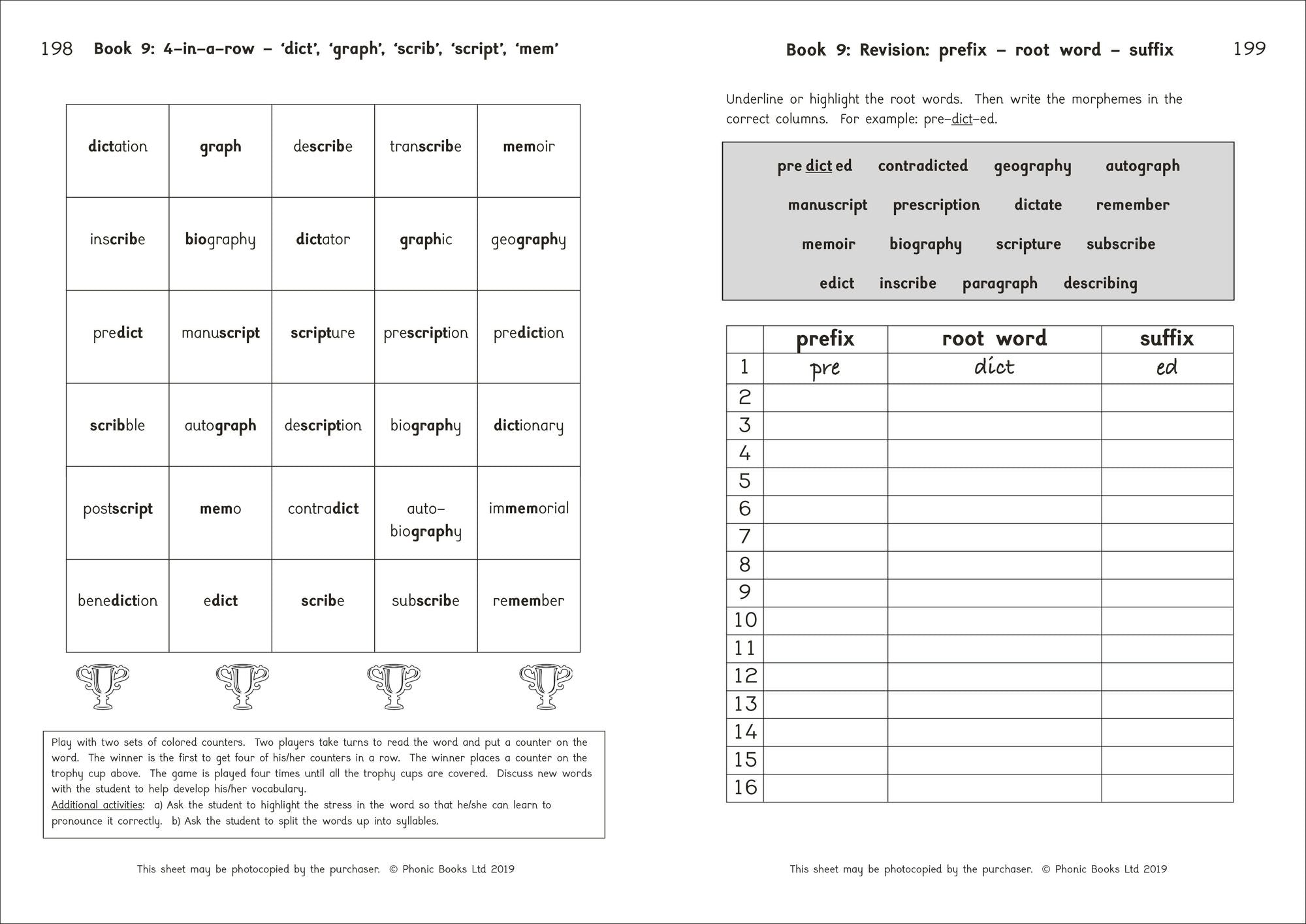 Phonic Books Amber Guardians Activities: Photocopiable Activities Accompanying Amber Guardians Books for Older Readers (Suffixes, Prefixes and Root Words, Morphology)