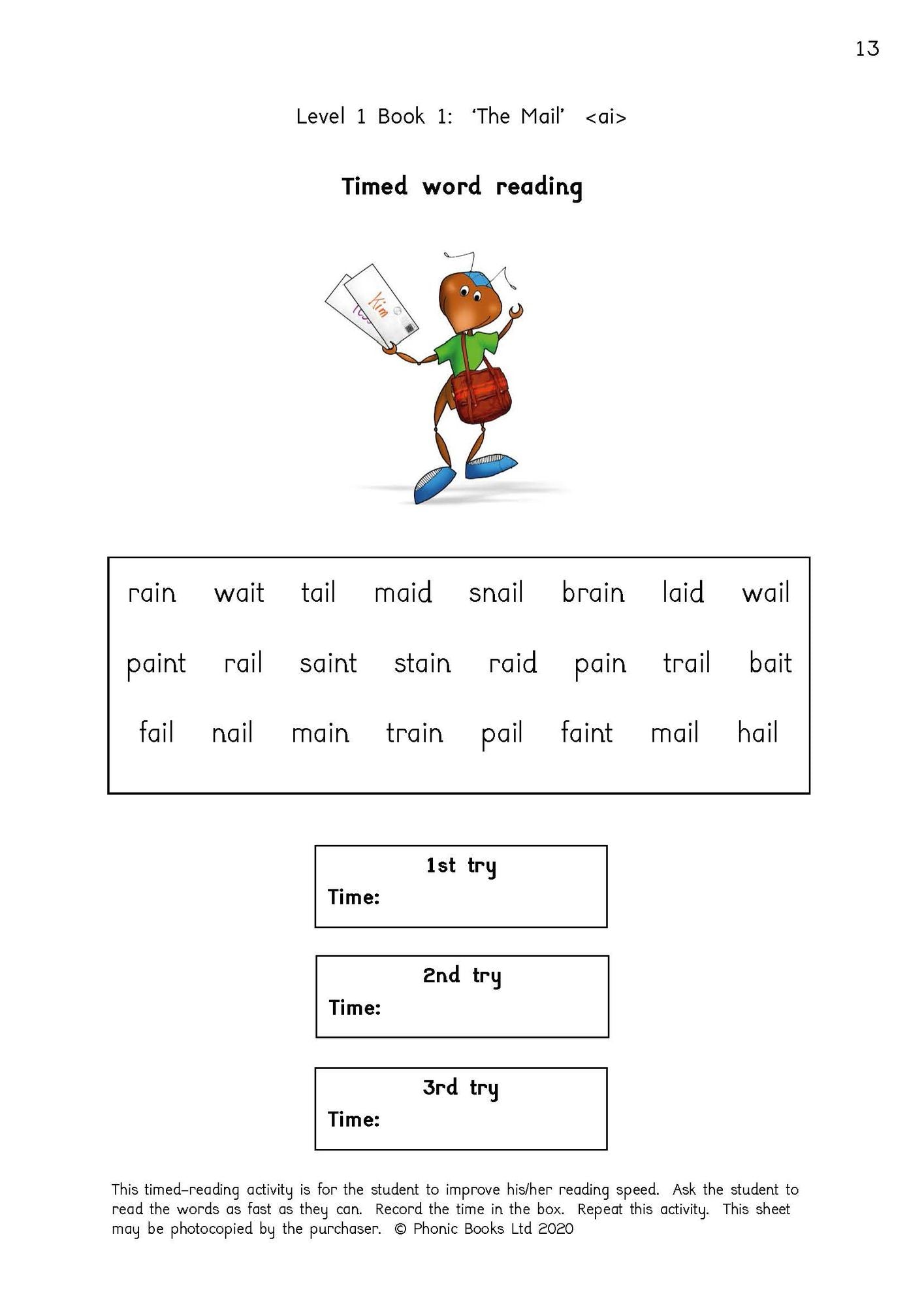 Phonic Books Dandelion Readers Vowel Spellings Level 1 The Mail Activities: Activities Accompanying Dandelion Readers Vowel Spellings Level 1 The Mail (One Spelling for Each Vowel Sound)