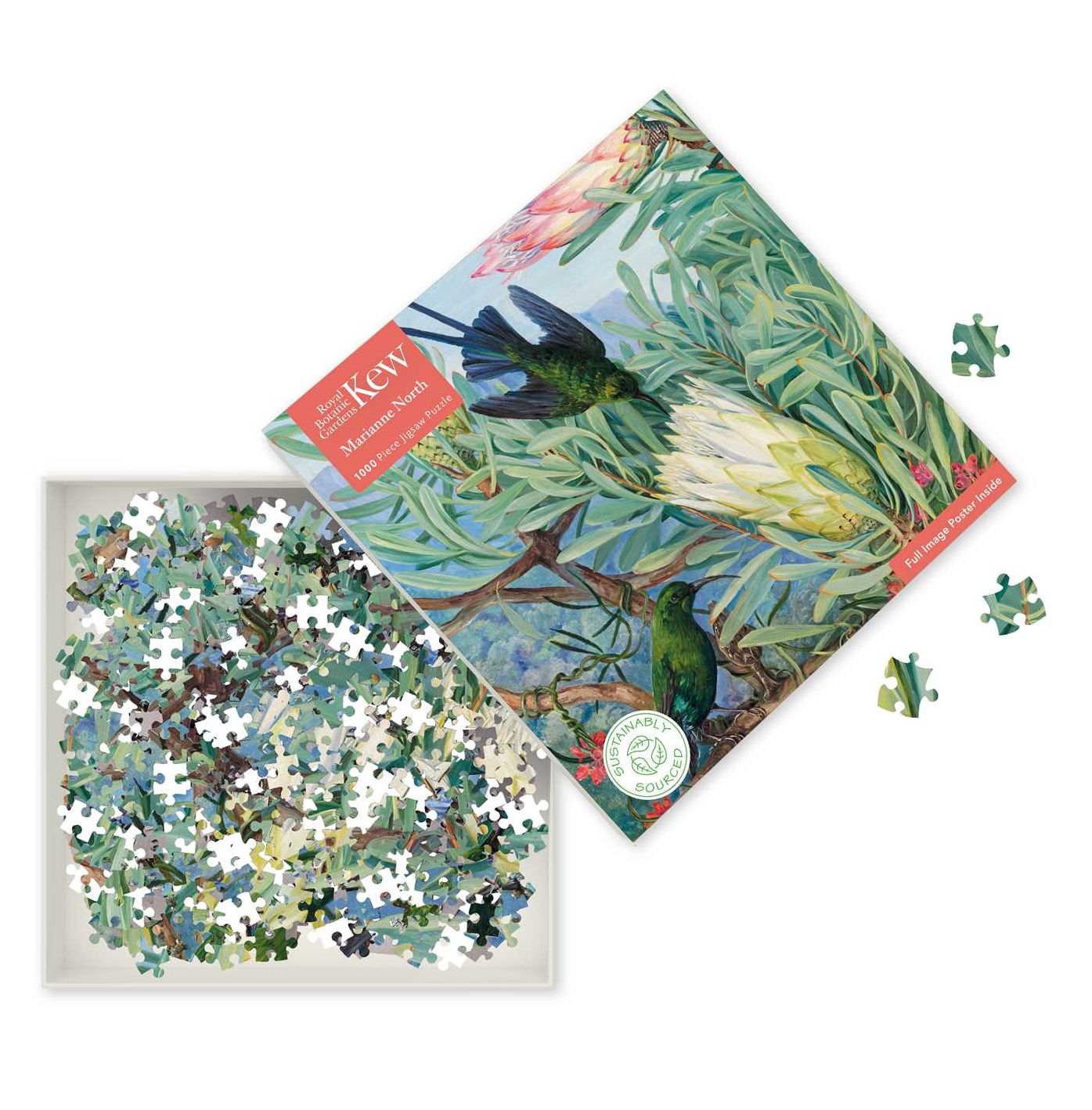 Adult Sustainable Jigsaw Puzzle Kew Gardens: Marianne North: Honeyflowers and Honeysuckers: 1000-pieces. Ethical, Sustainable, Earth-friendly