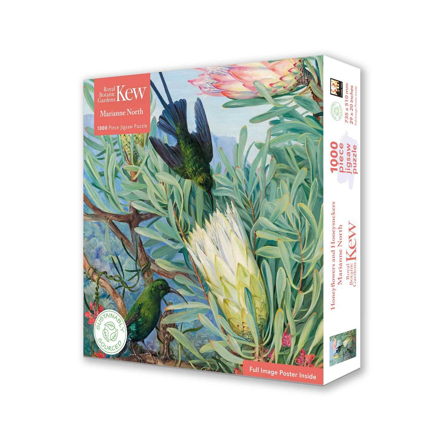 Adult Sustainable Jigsaw Puzzle Kew Gardens: Marianne North: Honeyflowers and Honeysuckers: 1000-pieces. Ethical, Sustainable, Earth-friendly
