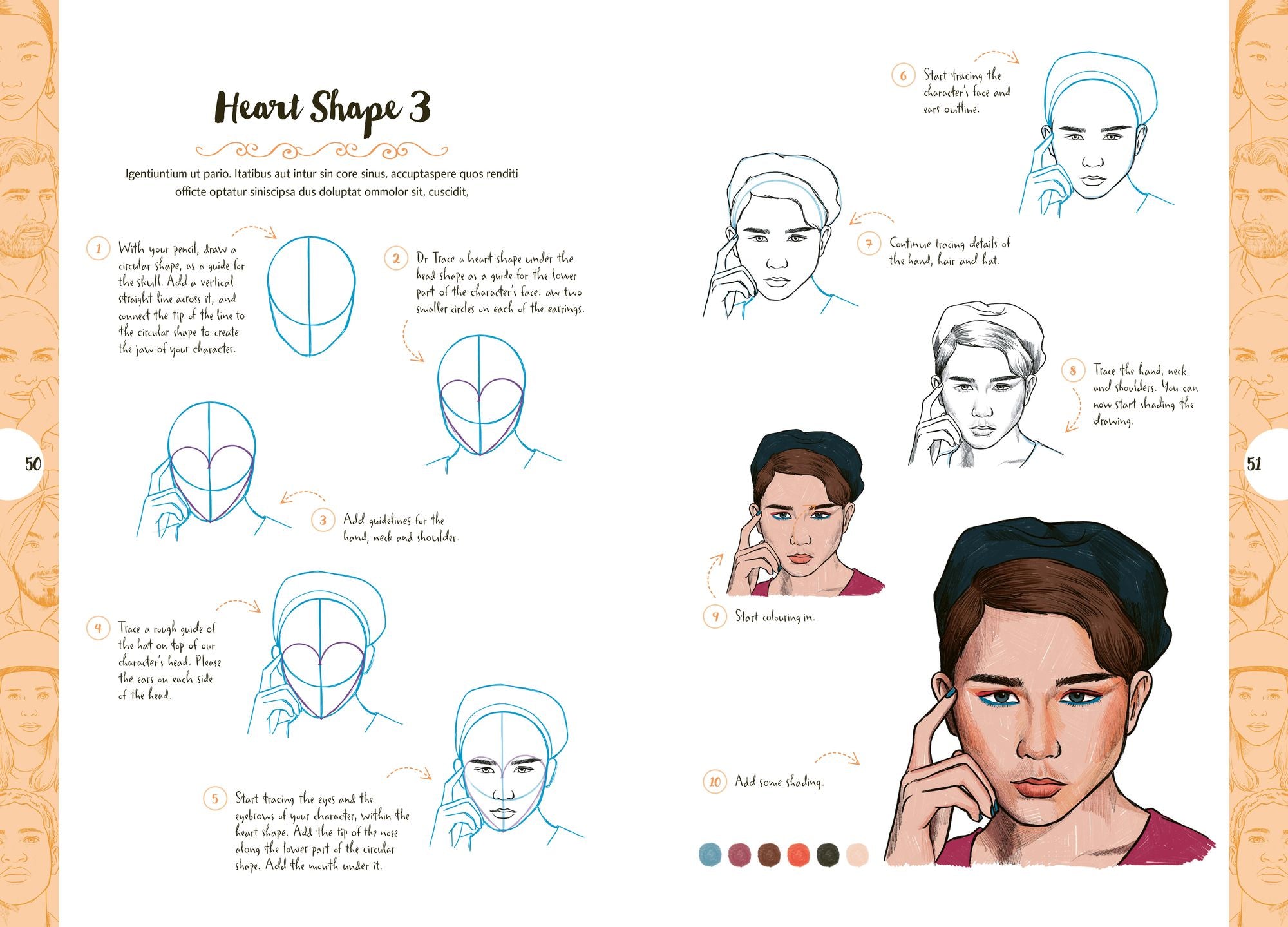 10 Step Drawing: Faces: Draw over 50 fabulous faces in 10 easy steps