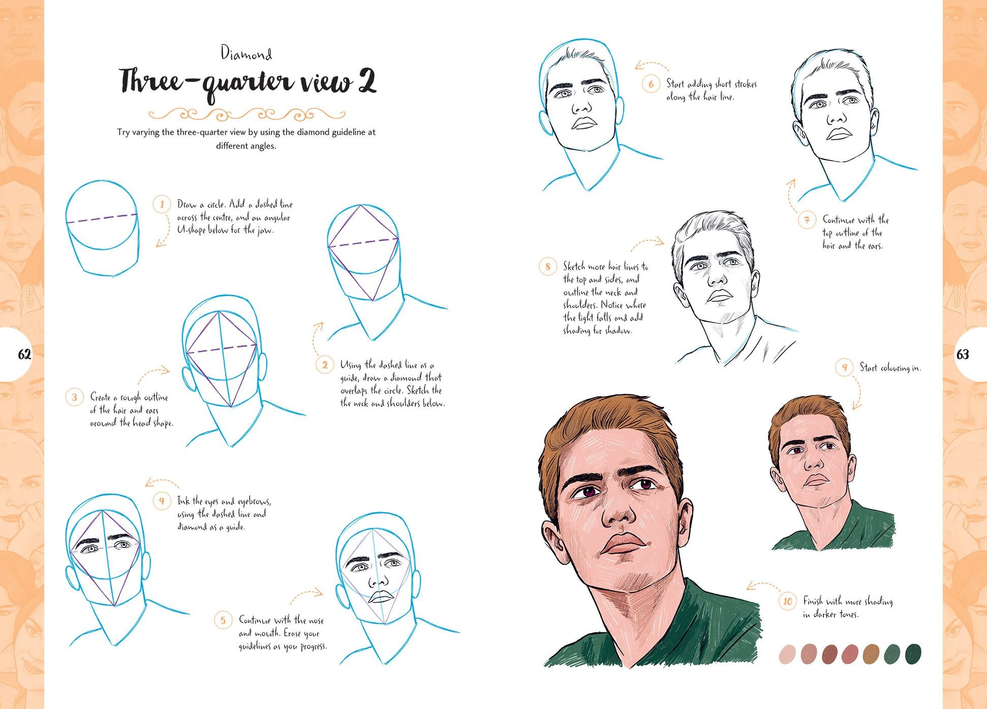 10 Step Drawing: Faces: Draw over 50 fabulous faces in 10 easy steps