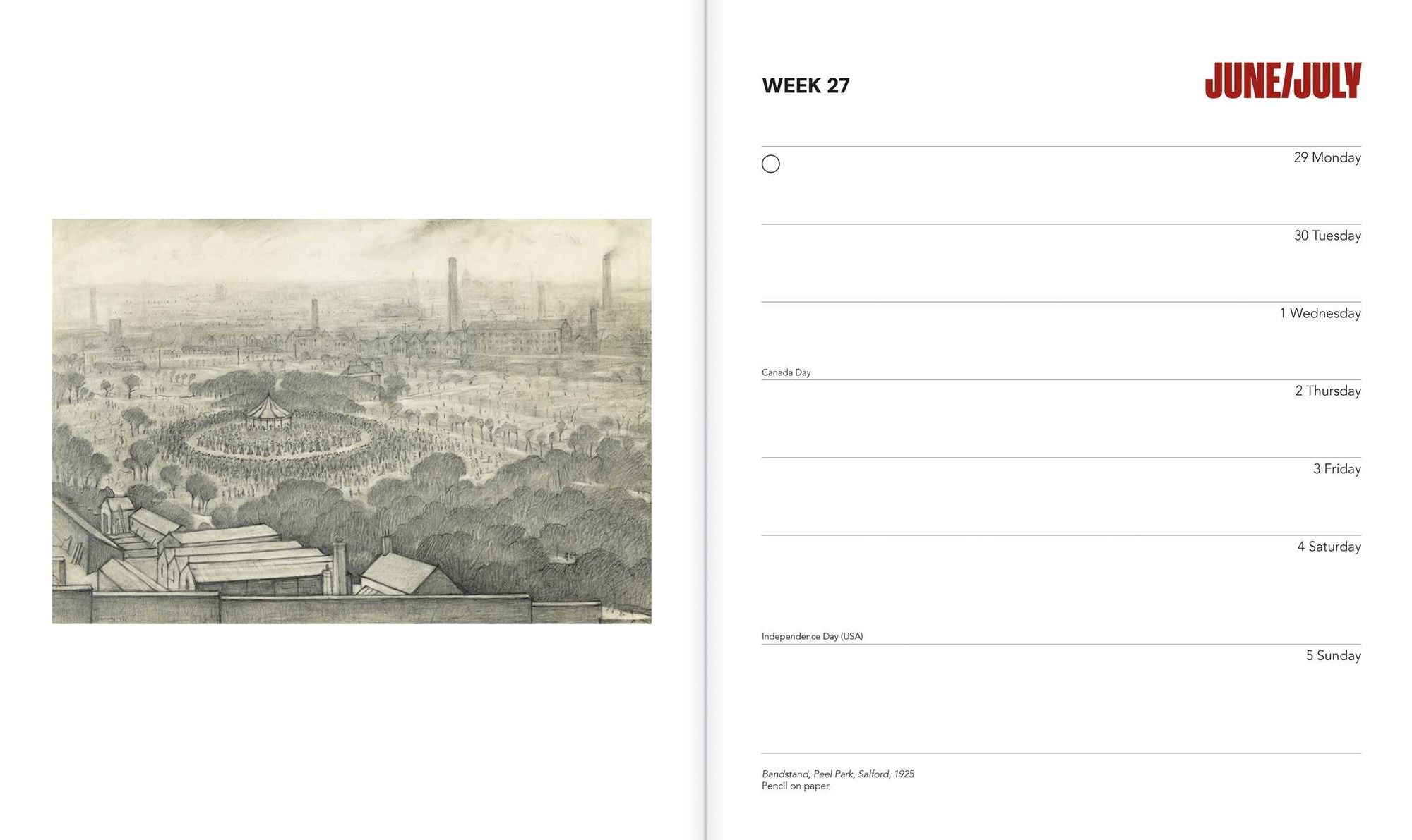 L.S. Lowry 2026 Desk Diary Planner - Week to View, Illustrated throughout