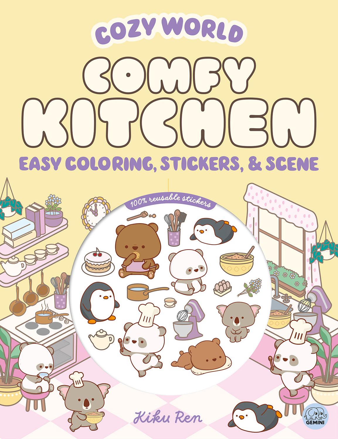 Cozy World Comfy Kitchen: Easy Coloring and Sticker Scene for Teens, Young Adults, and Adults