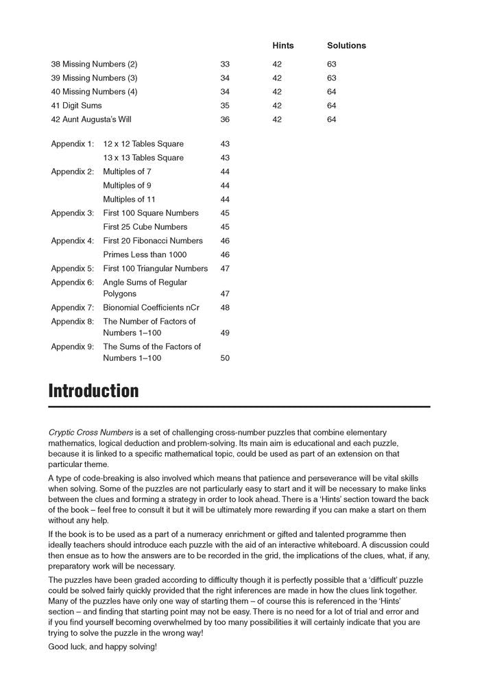 Cryptic Cross Numbers: Cross number puzzles with a high degree of problem solving