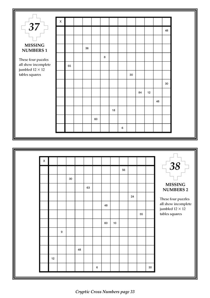 Cryptic Cross Numbers: Cross number puzzles with a high degree of problem solving