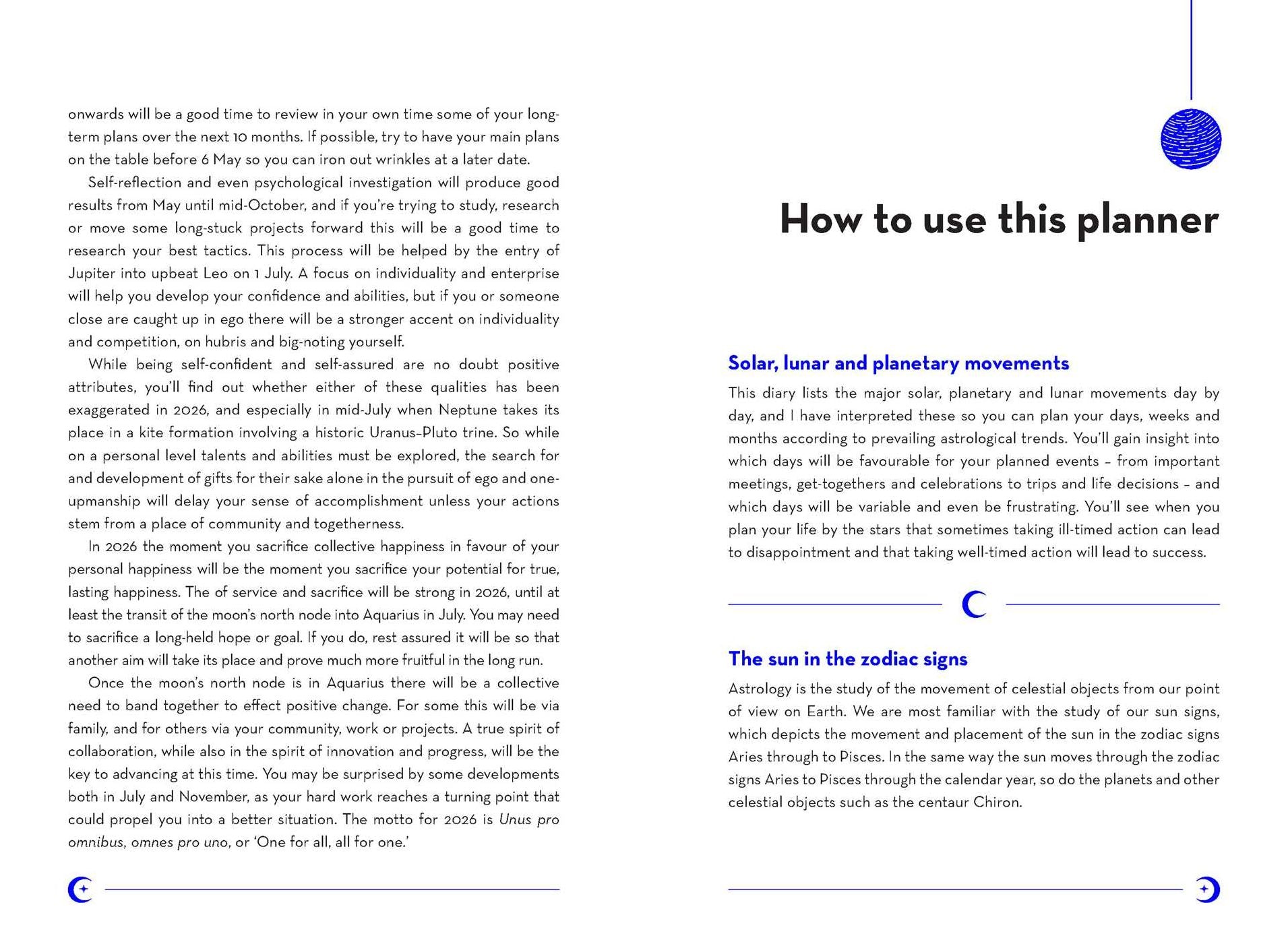 2026 Astrology Planner Calendar Northern Hemisphere