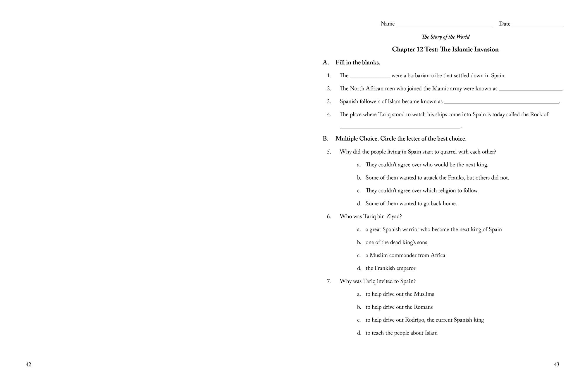 Story of the World, Vol. 2 Test and Answer Key: History for the Classical Child: The Middle Ages