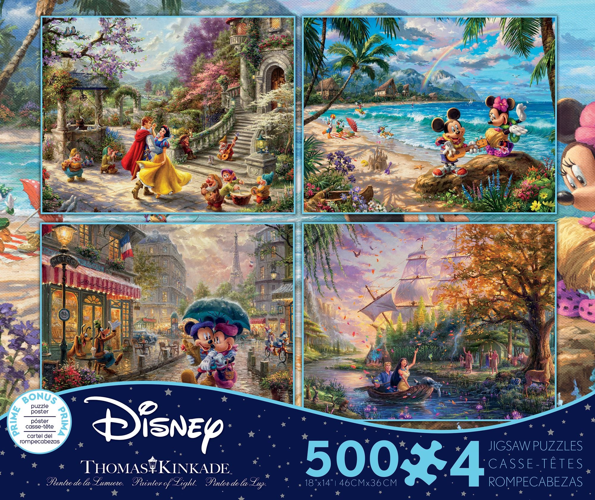 4 in 1 Thomas Kinkade Disney Dreams 500 Piece Jigsaw Puzzle Multi-Pack (Assorted; Styles Vary)