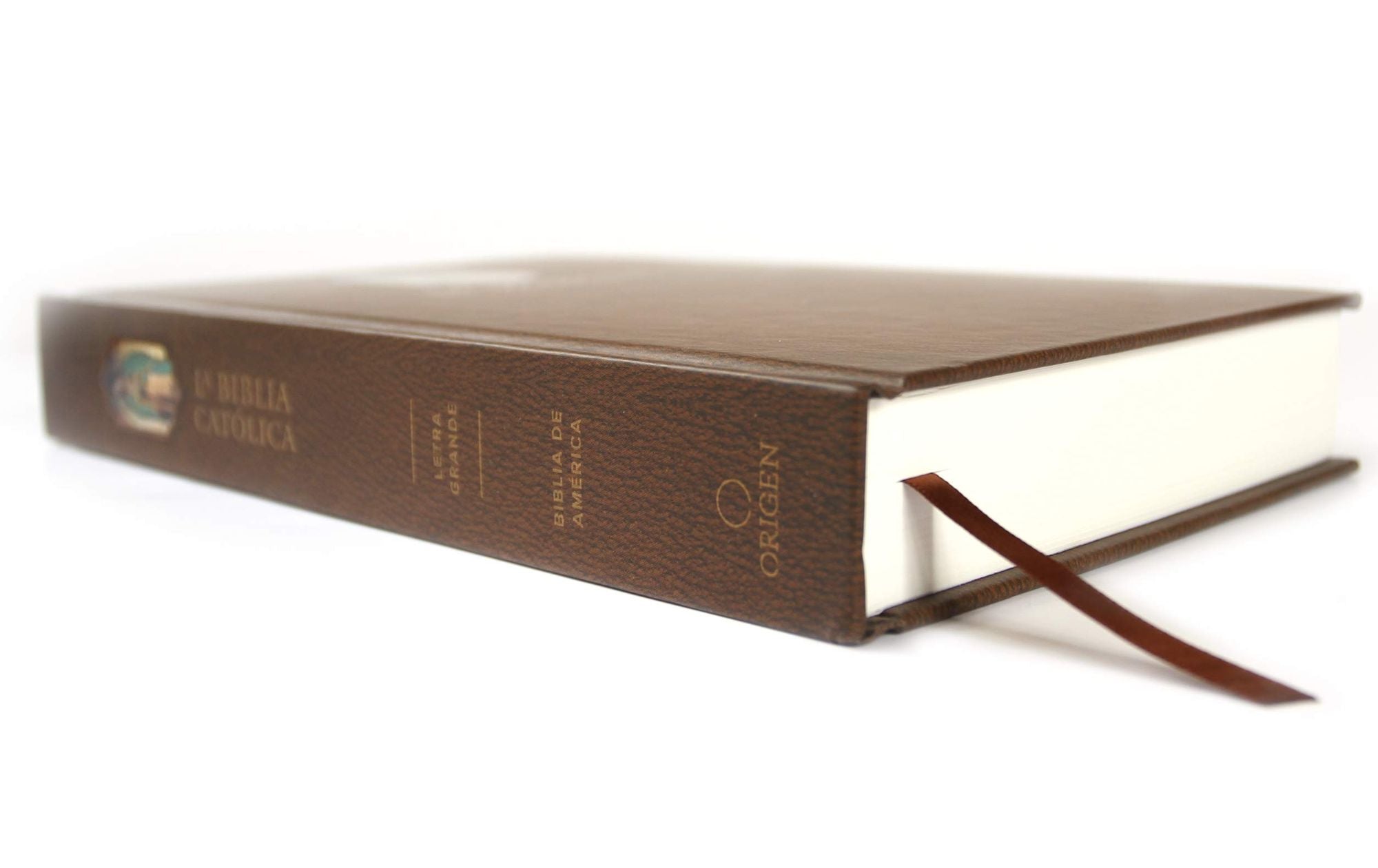 La Biblia Católica: Edición letra grande. Tapa dura, marrón, con Virgen de Guadalupe en cubierta / Catholic Bible. Hard Cover, brown, with Virgen
