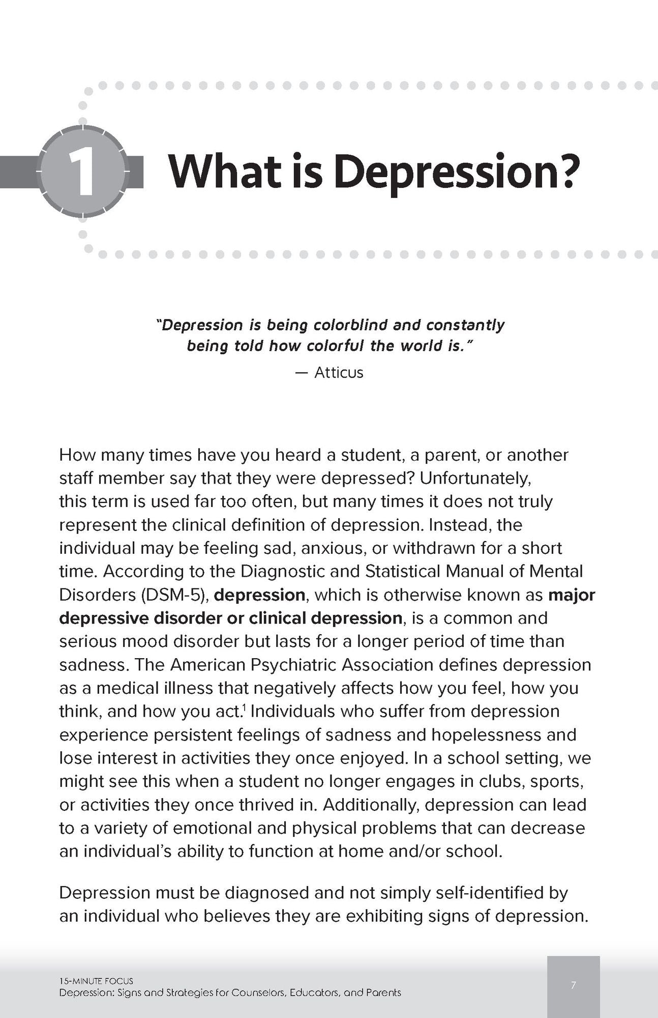 15-Minute Focus: Depression: Signs and Strategies for Counselors, Educators, and Parents: Brief Counseling Techniques that Work