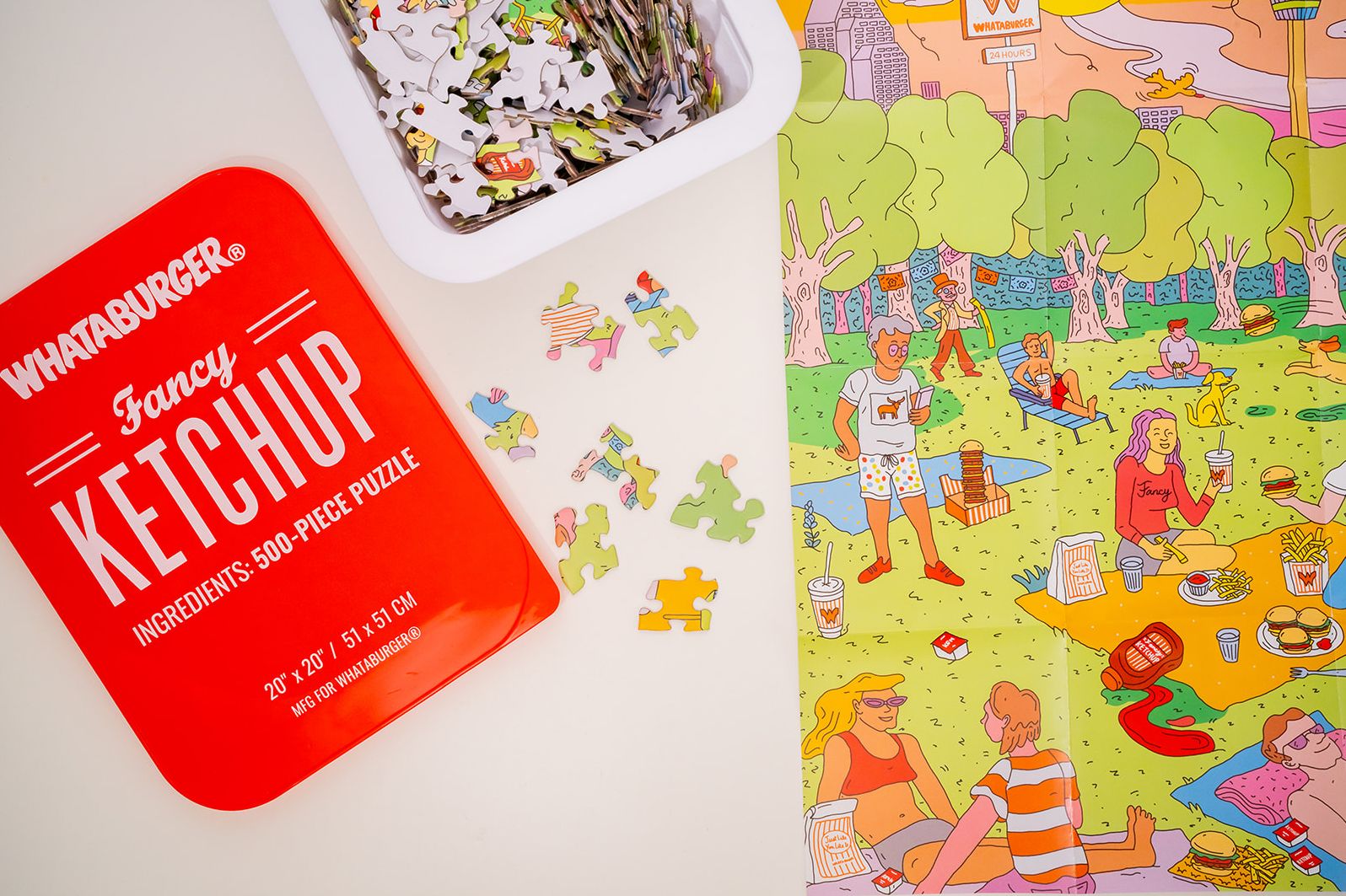 Whataburger Fancy Ketchup Puzzle: 500-Piece Puzzle in a Large Collectible Whataburger Dipping Sauce Container