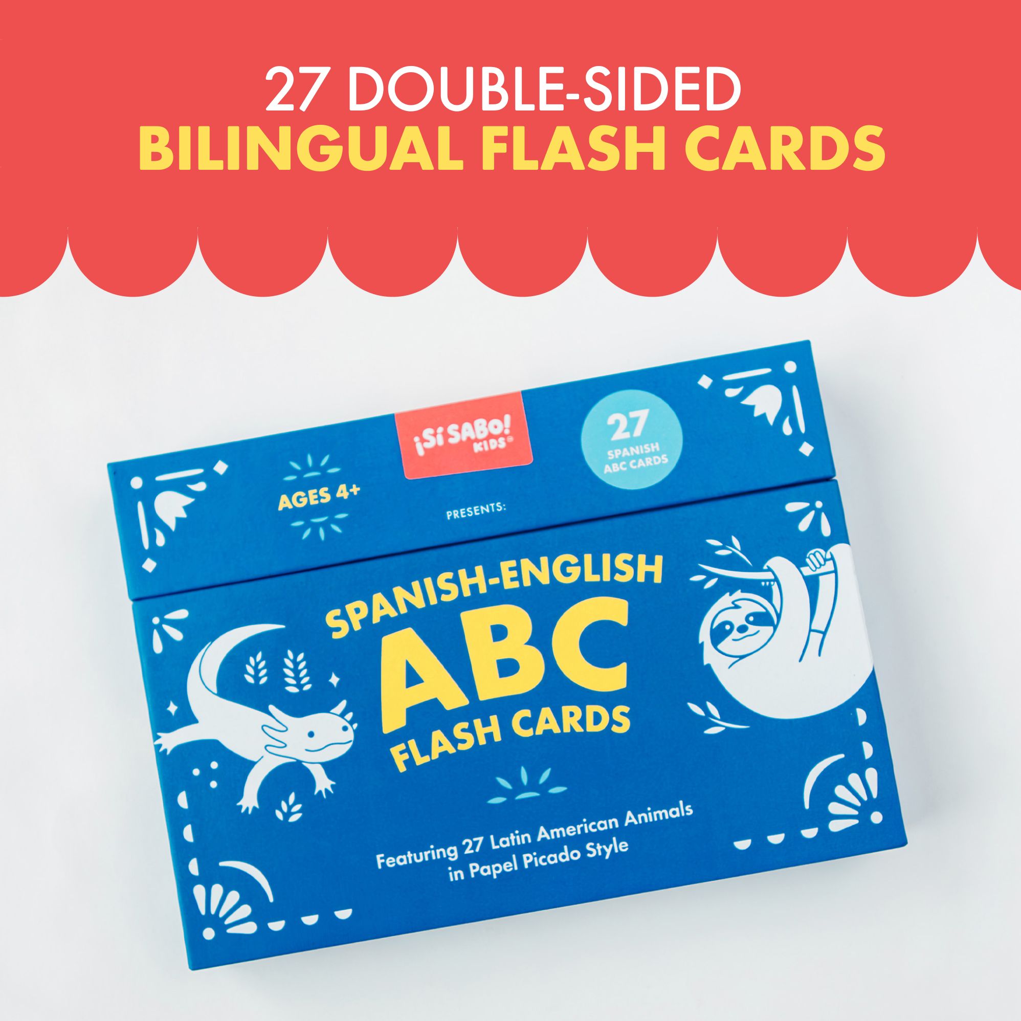 Spanish-English ABC Flash Cards: 27 Bilingual Alphabet Flash Cards Featuring Latin American Animals in a Papel Picado Design