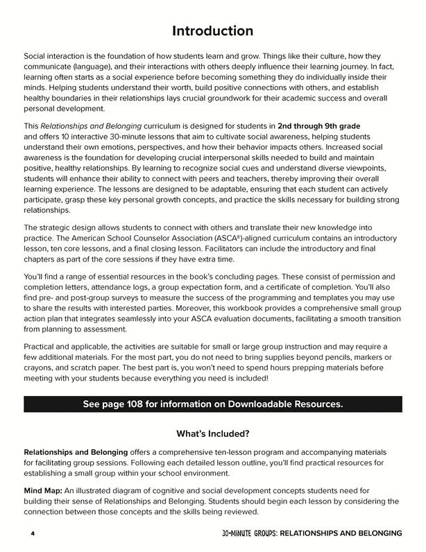 30-Minute Groups: Relationships and Belonging: Valuing Self and Others, Creating Meaningful Connections, and Setting Healthy Boundaries