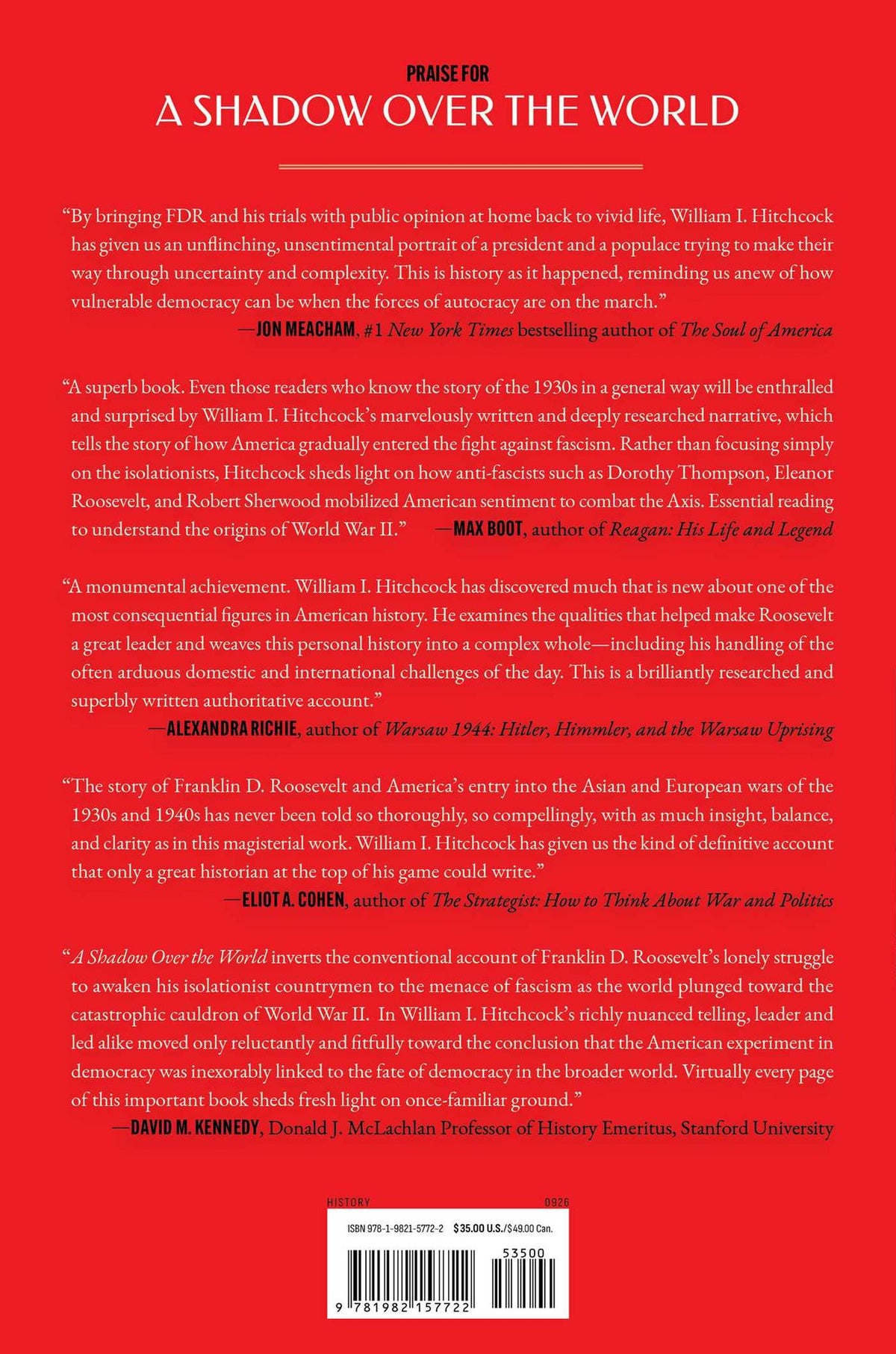 A Shadow Over the World: Franklin D. Roosevelt, the Rise of Fascism, and the Making of America's World War II