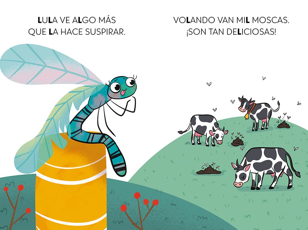 Una libélula sin volar y un invento genial. Aprender a leer con MAYÚSCULAS (a partir de 5 años) / A Flightless Dragonfly and a Brilliant Invention