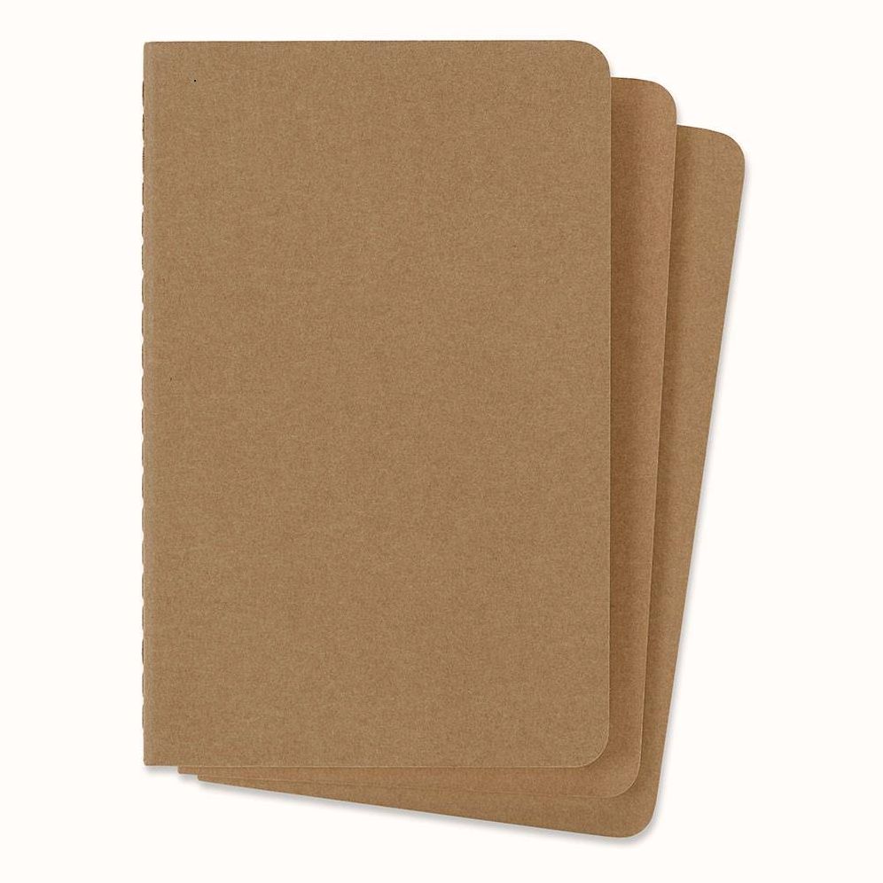 Moleskine Cahier Journal (Set of 3), Pocket, Ruled, Kraft Brown, Soft Cover (3.5 x 5.5): set of 3 Ruled Journals