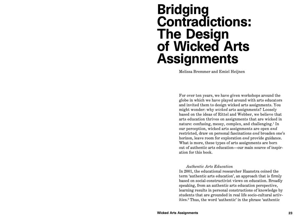 Wicked Arts Assignments: Practising Creativity in Contemporary Arts Education