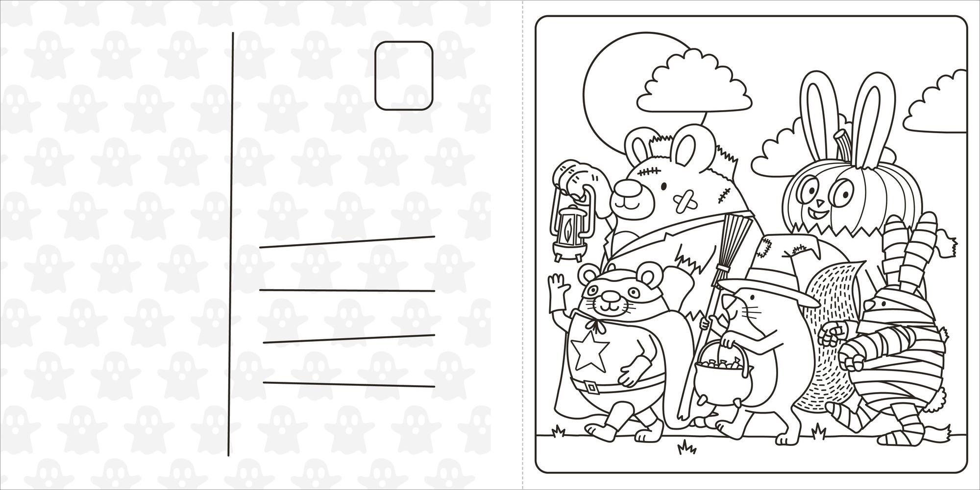 Super Cuties: A Cozy Halloween Coloring Book: 30 Cute and Spooky Illustrations For All Ages