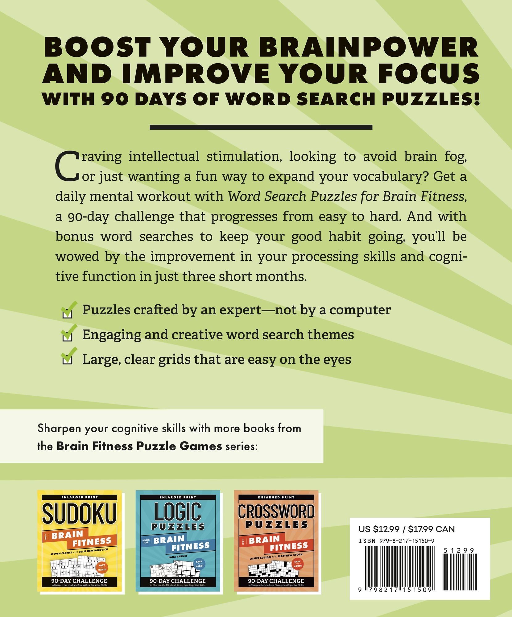 Brain Fitness Puzzle Games Variety Pack: Enlarged Print Sudoku, Crosswords, Word Search