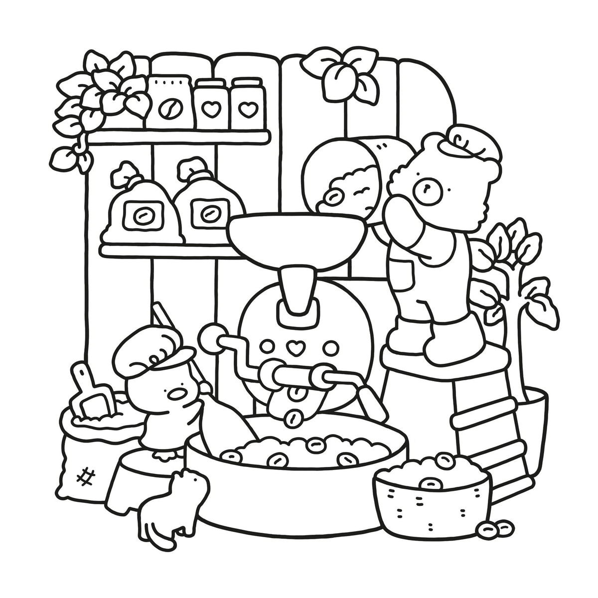 Cozy Cafe: Coloring Book for Adults and Kids
