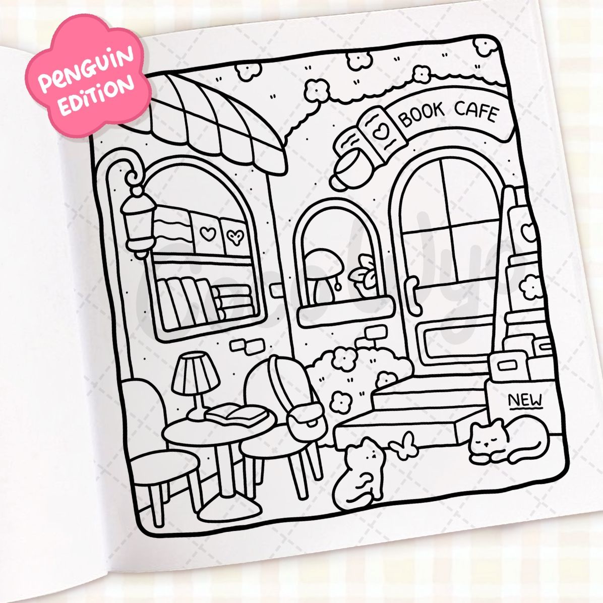Cozy Cafe: Coloring Book for Adults and Kids